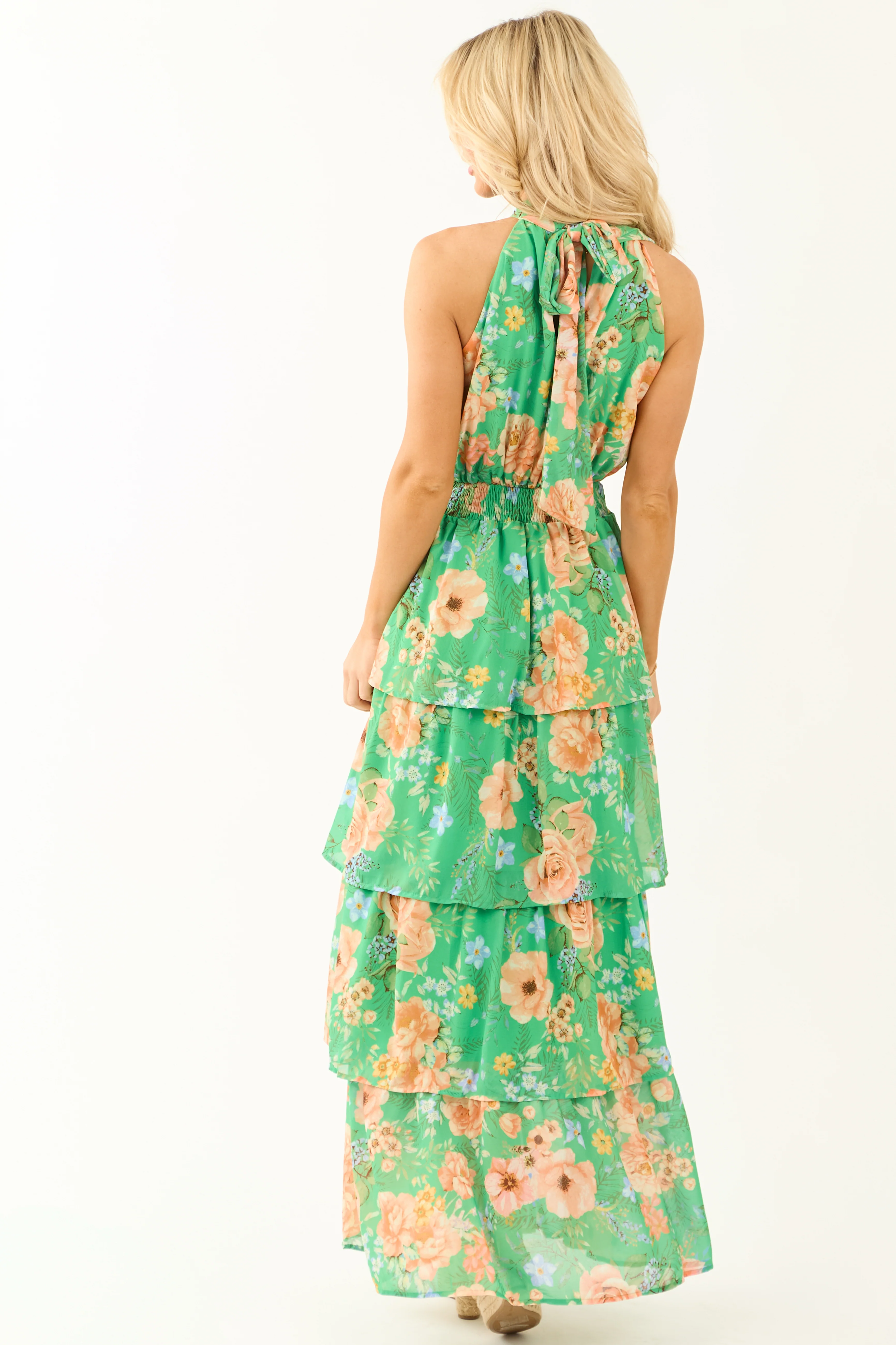 Flying Tomato Kiwi Floral Print Halter Maxi Dress - LD SALE