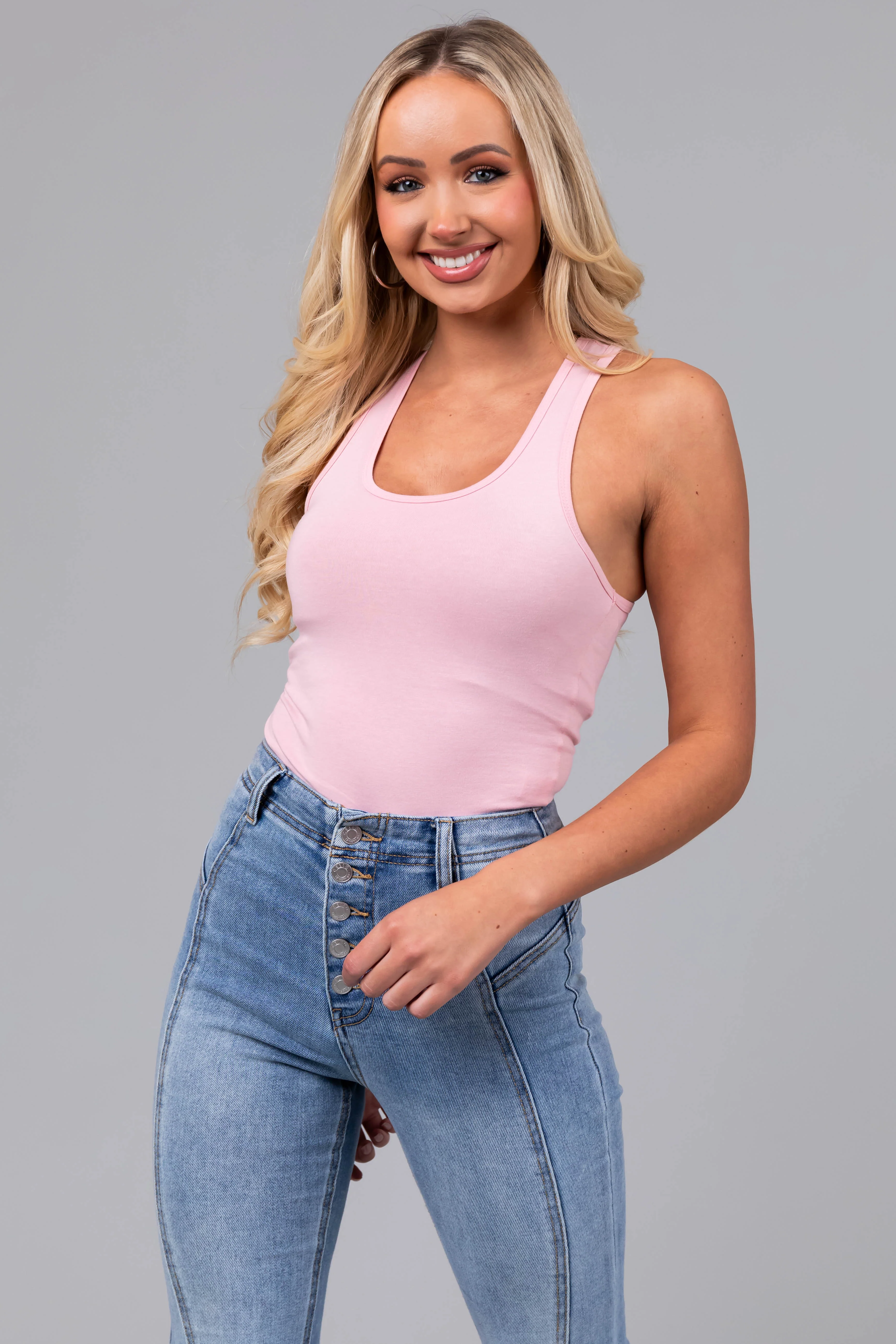 Blush Racerback Solid Cotton Bodysuit - LD SALE