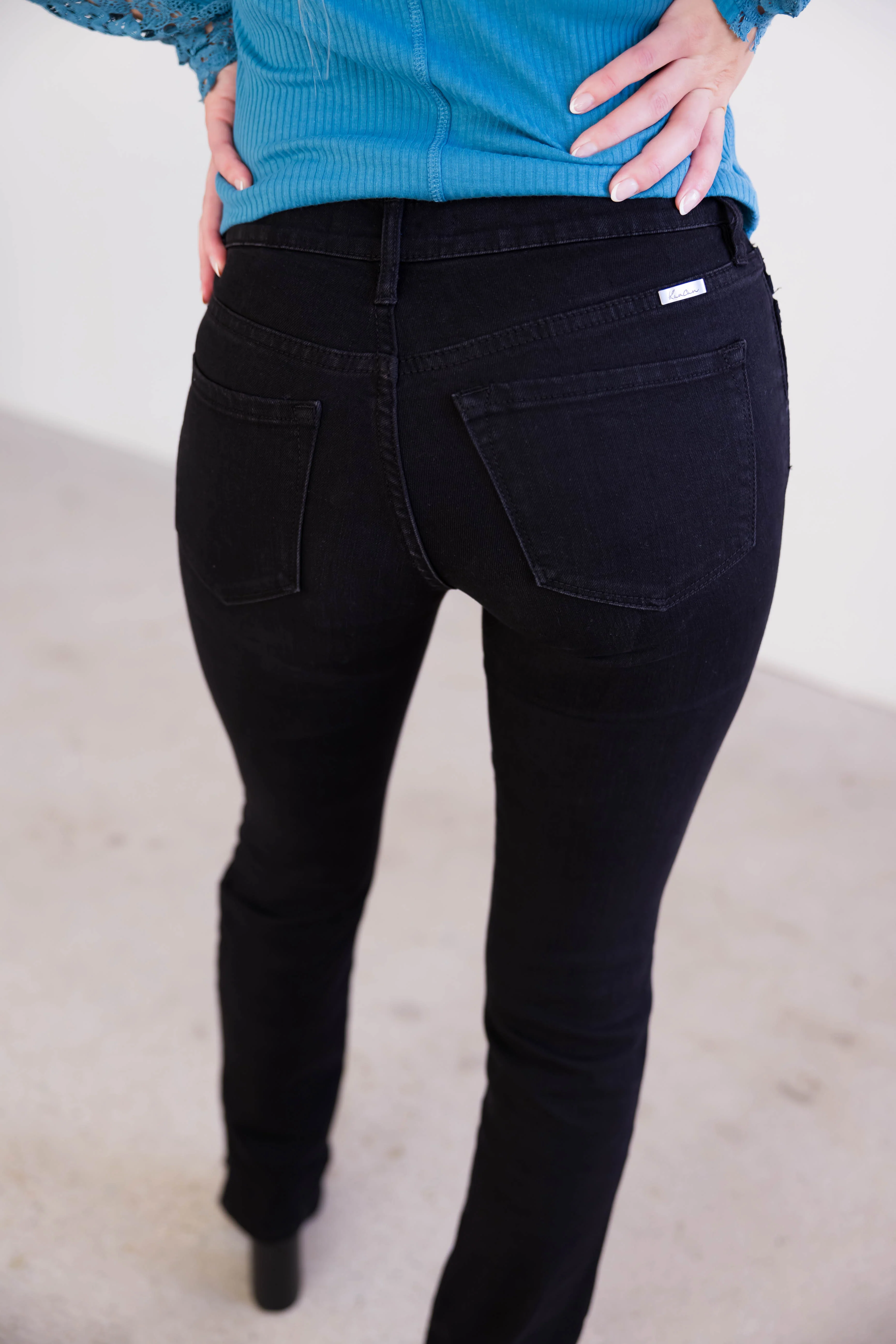 KanCan Black Mid Rise Straight Leg Side Slit Jeans - LD SALE