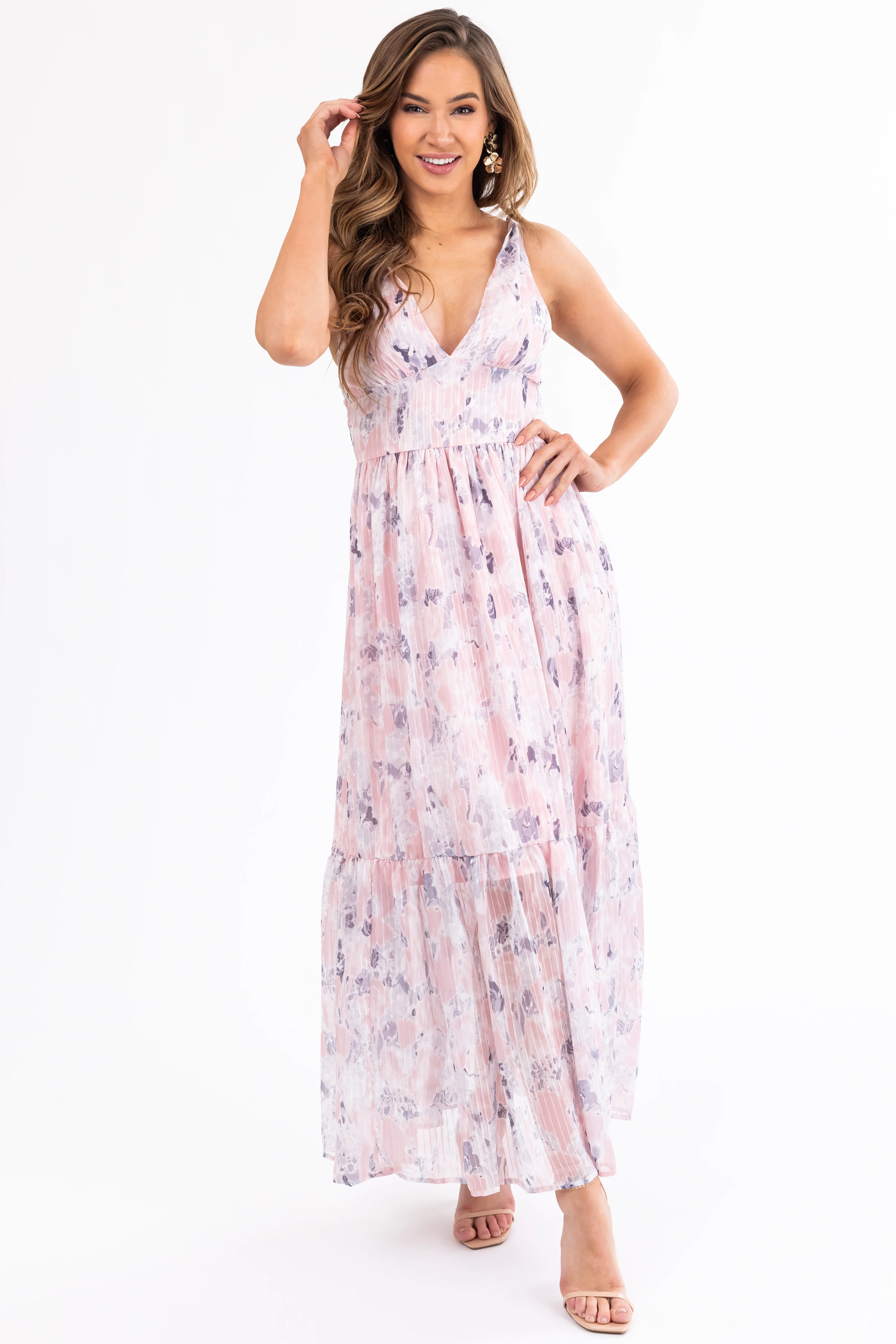 Tea Rose Floral Print Sleeveless Maxi Dress - LD SALE