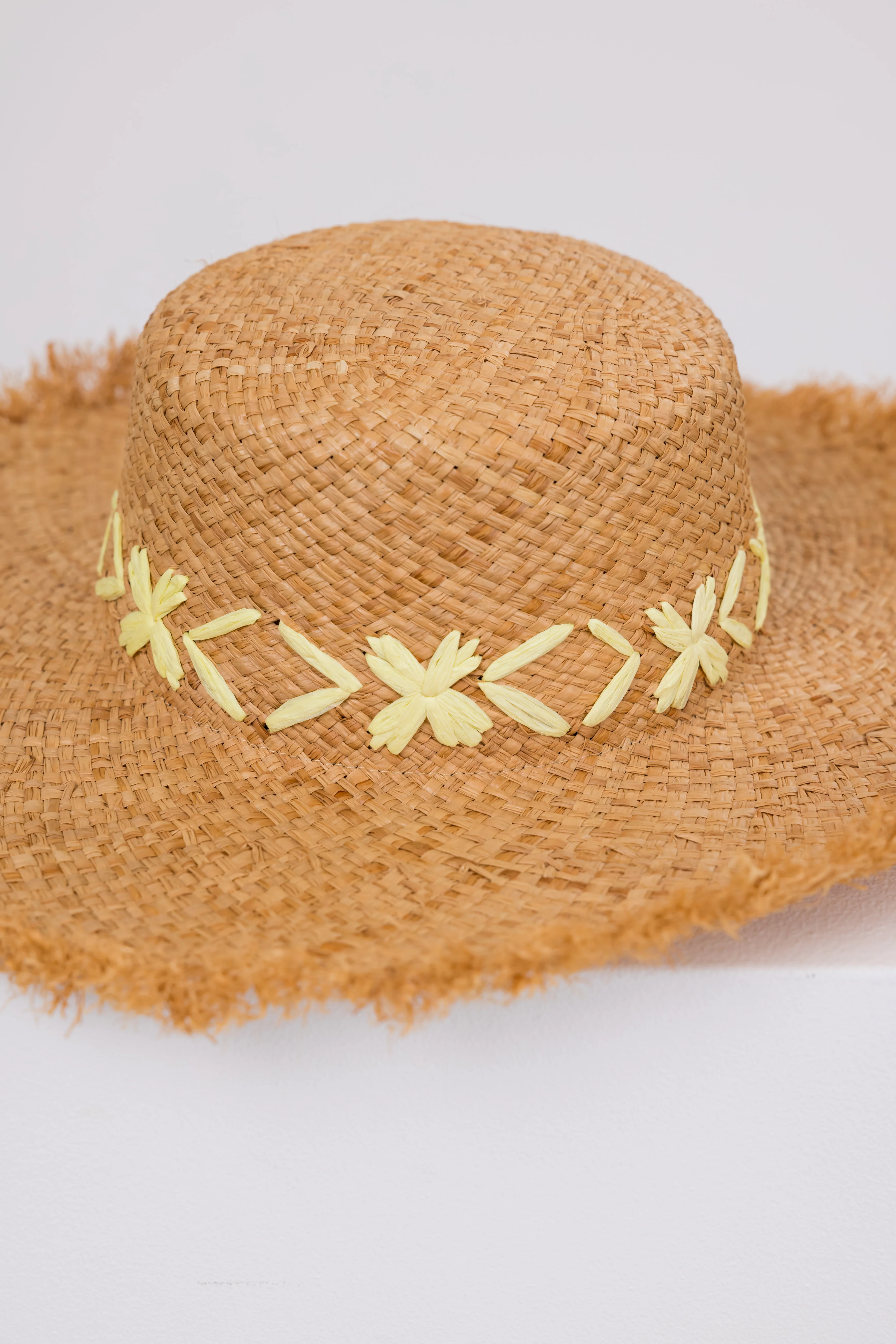 Natural Raffia Sun Hat with Yellow Details - LD SALE