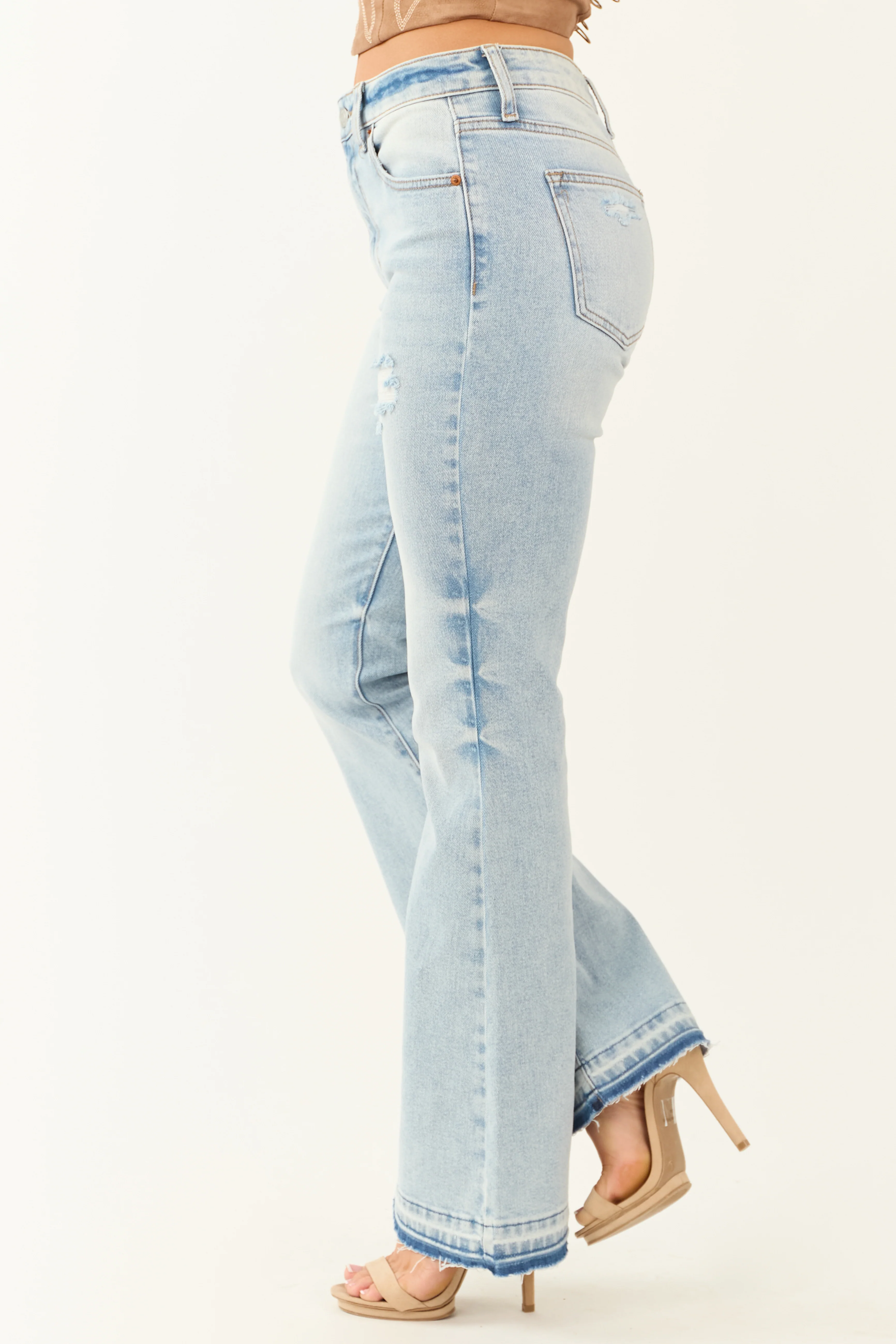 Sneak Peek Light Wash Flare Leg Stretchy Jeans - LD SALE