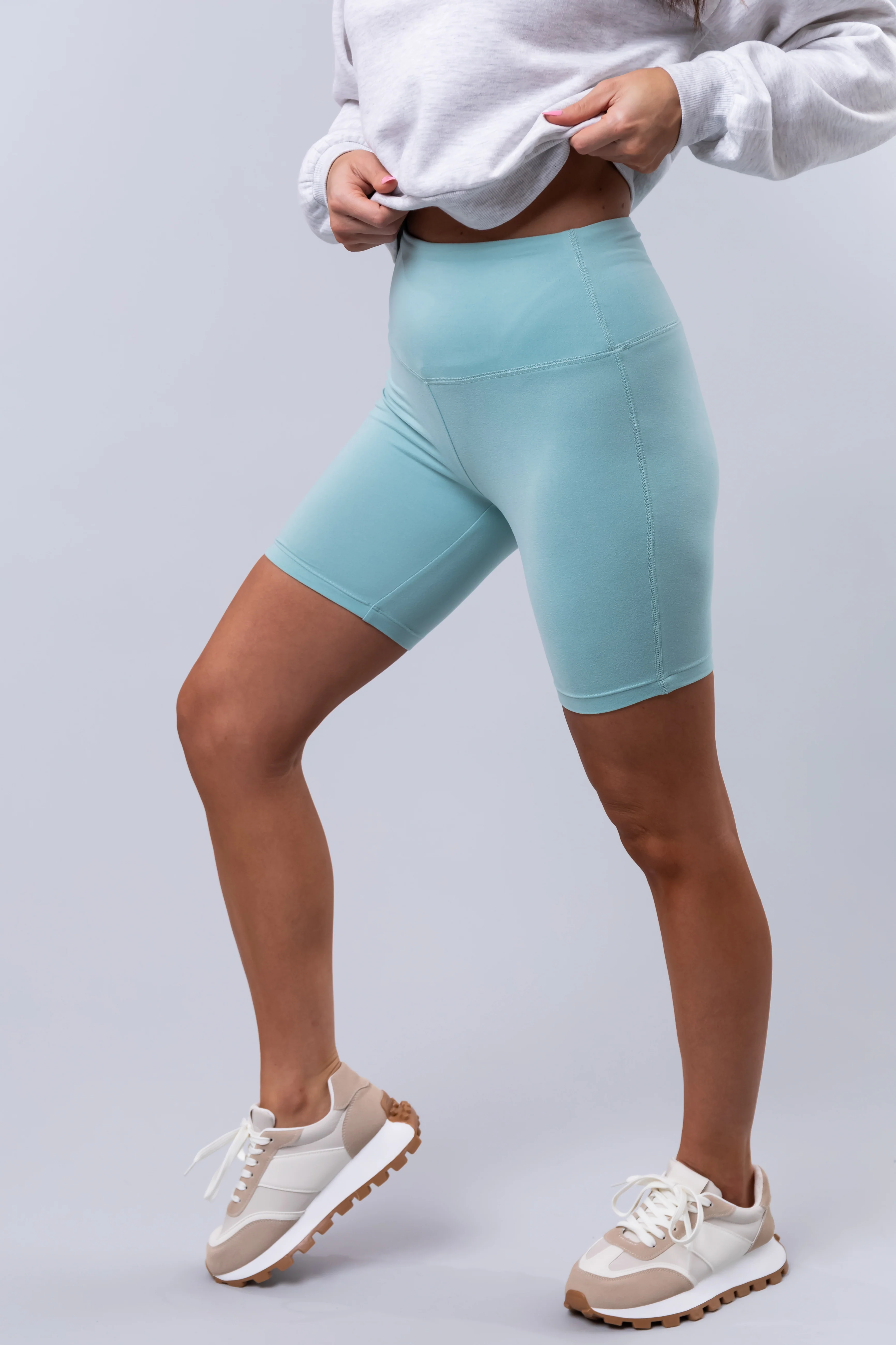 Arctic Blue Wide Waistband Biker Shorts - LD SALE