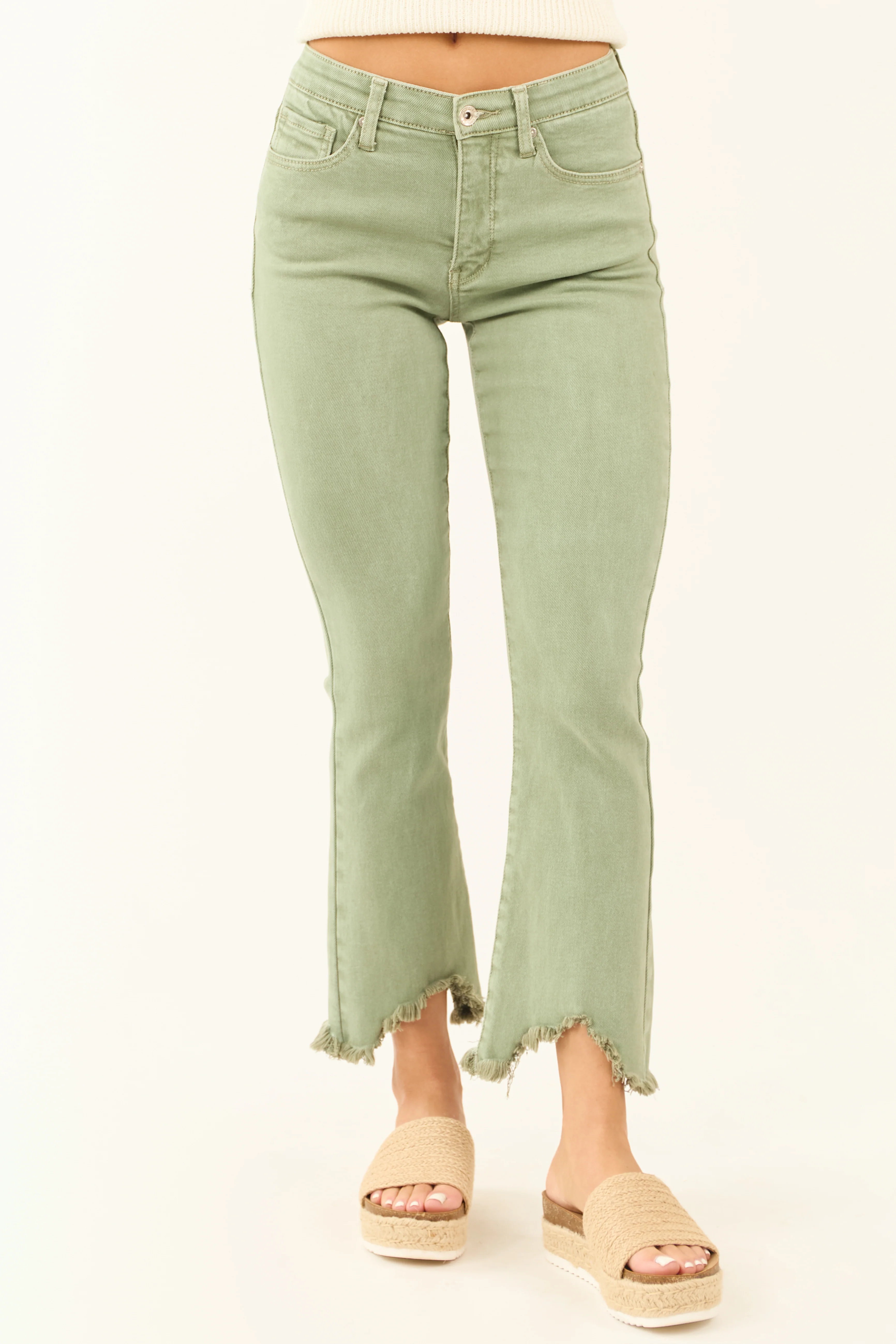 Special A Sage Tummy Control Kick Flare Crop Jeans - LD SALE