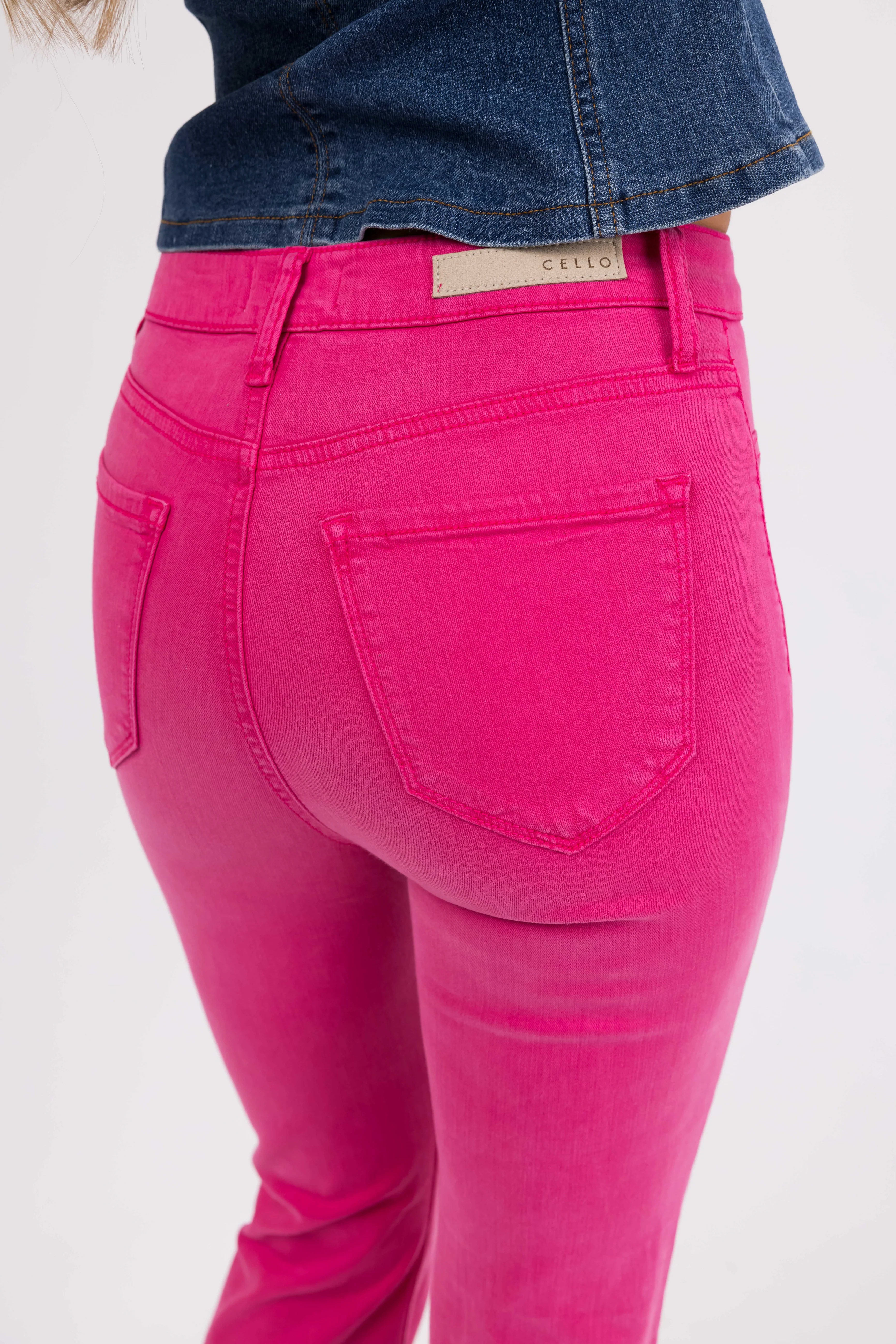 Cello Magenta High Rise Flare Leg Jeans - LD SALE