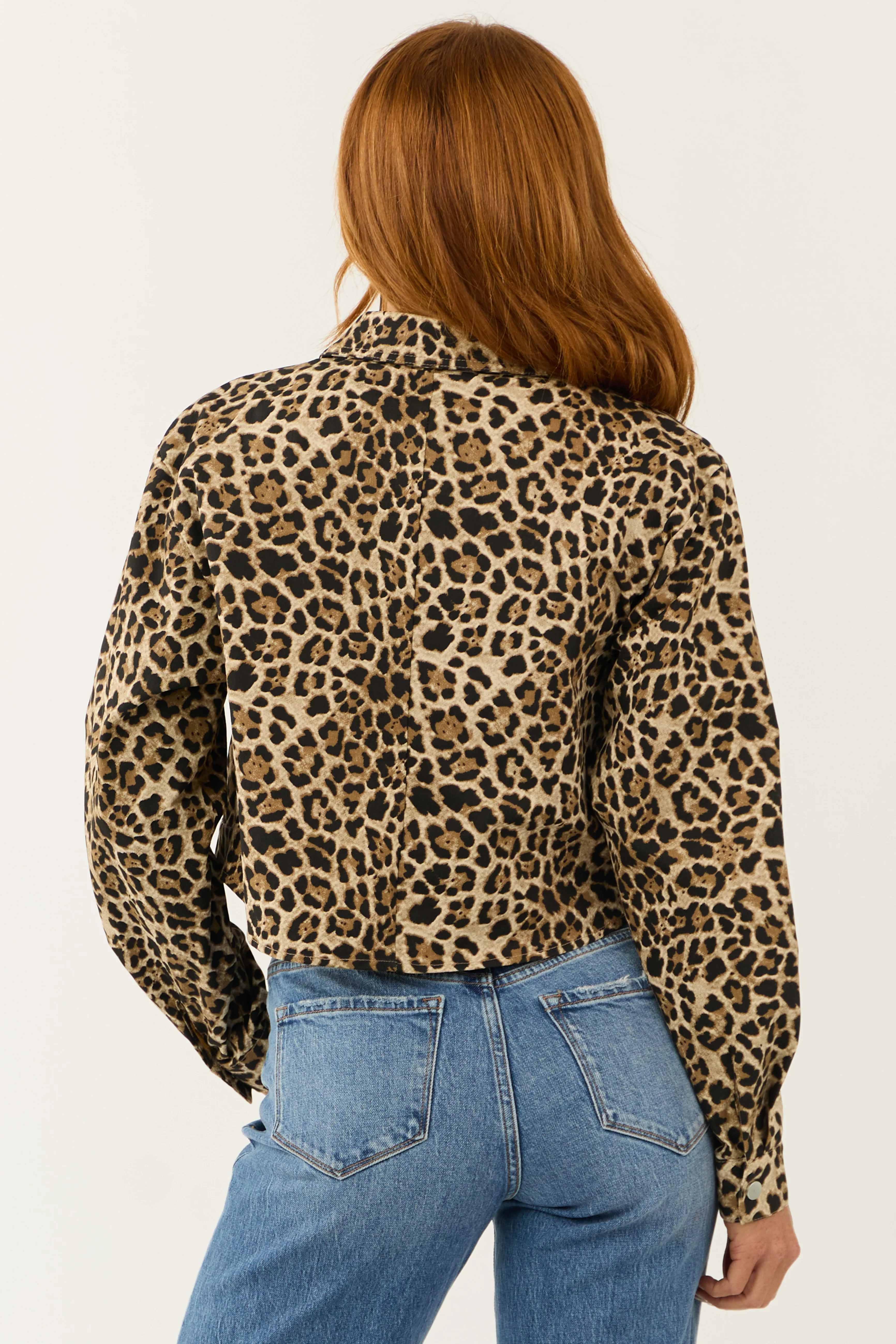 Leopard Print Button Down Denim Jacket - LD SALE