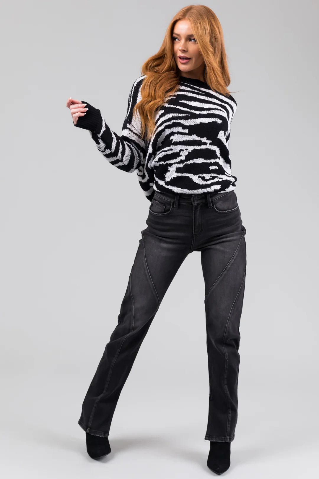 KanCan Black Straight Leg Seam Detail Jeans - LD SALE