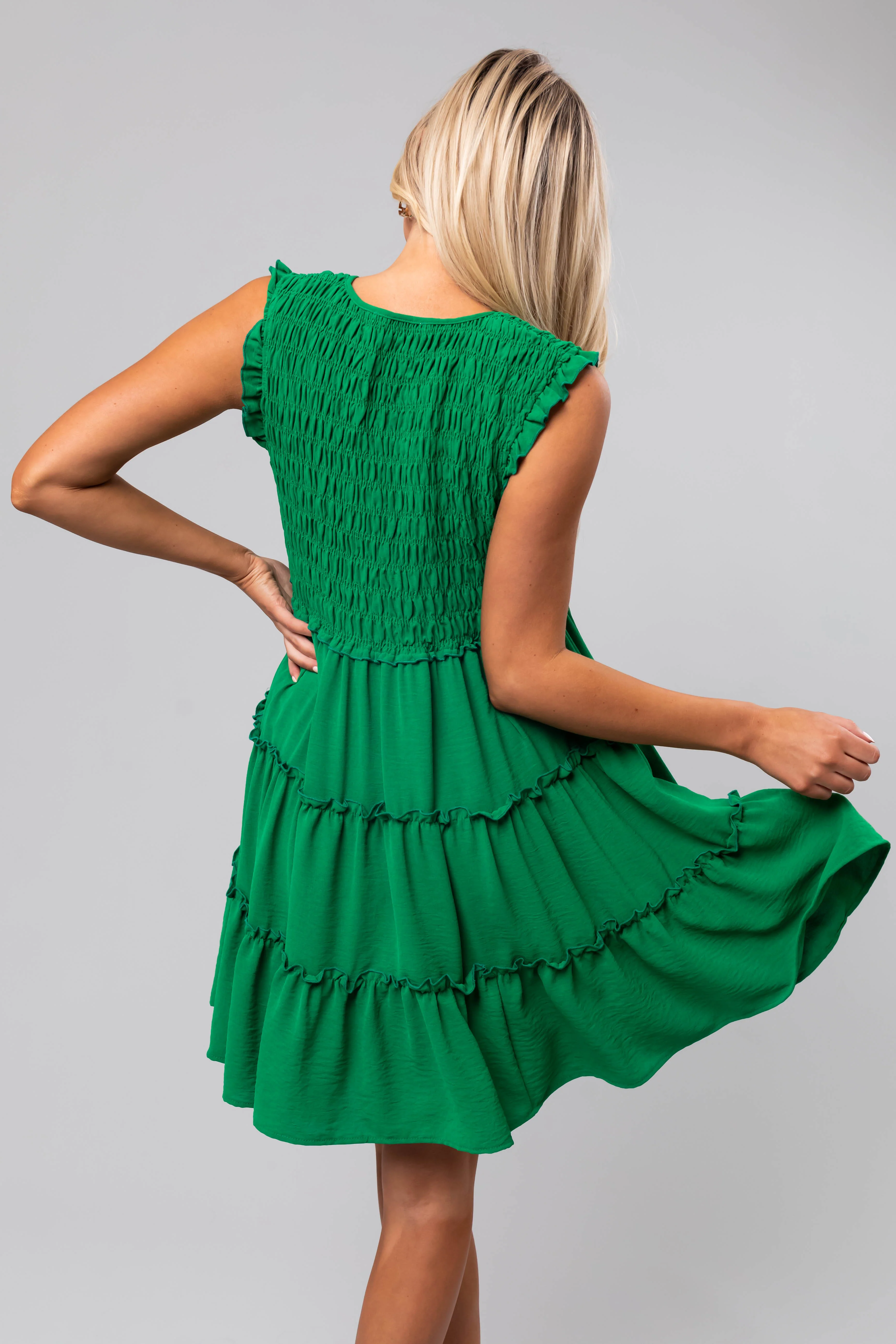 She+Sky Jade Smocked Tiered Short Dress - LD SALE