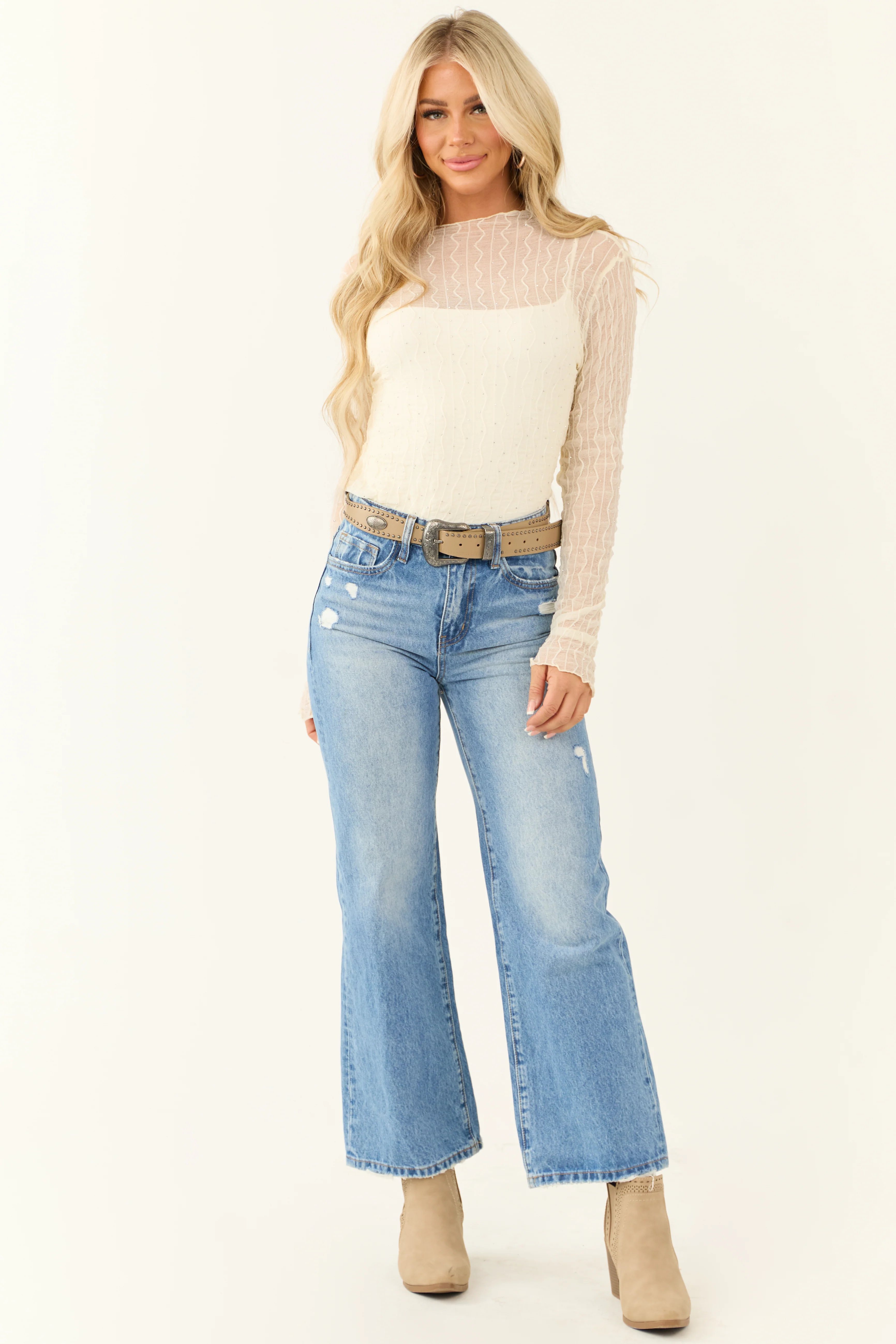 Vervet Medium Wash Wide Leg Ankle Jeans - LD SALE