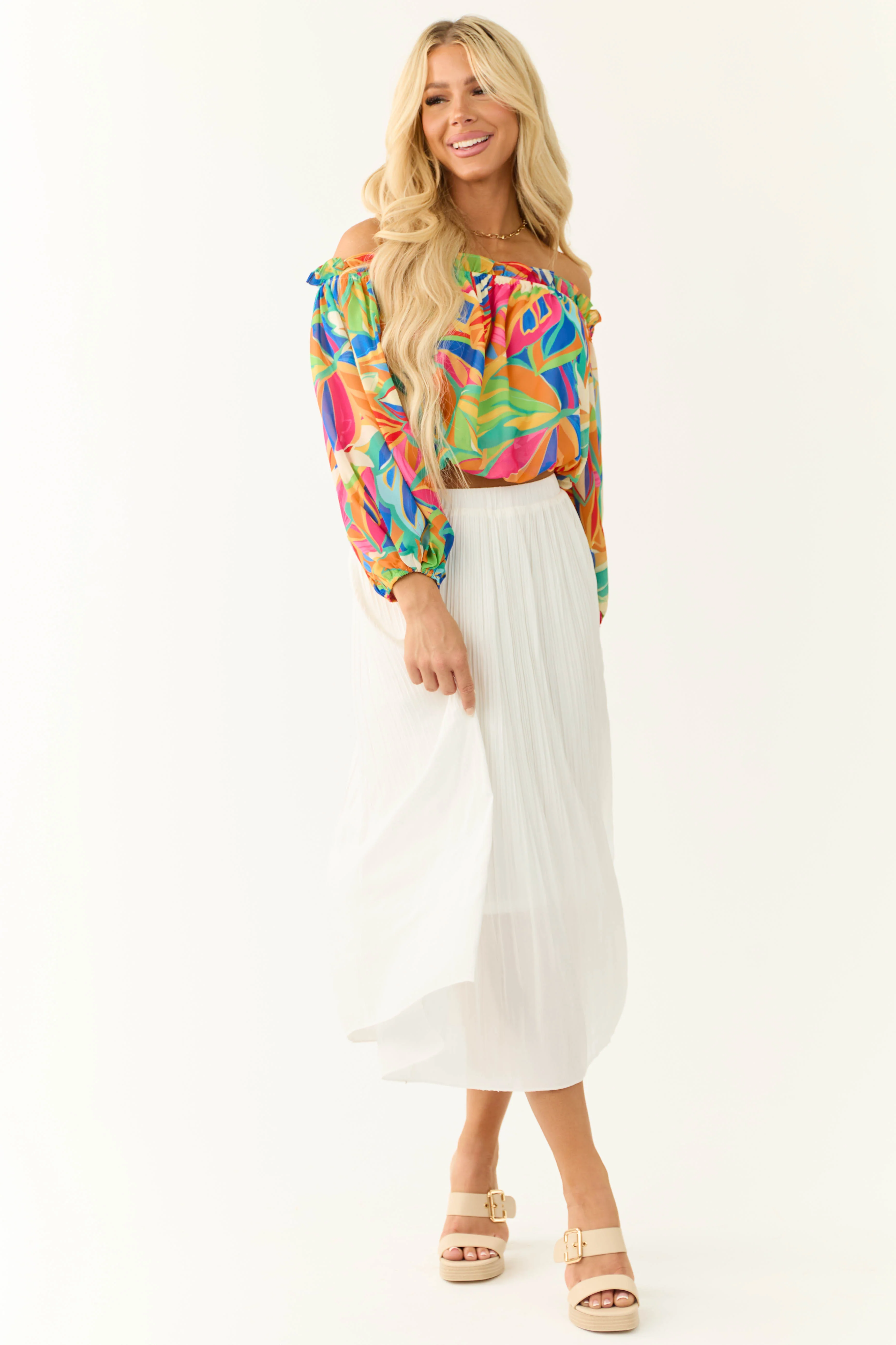 Flying Tomato Tangerine Abstract Print Top - LD SALE