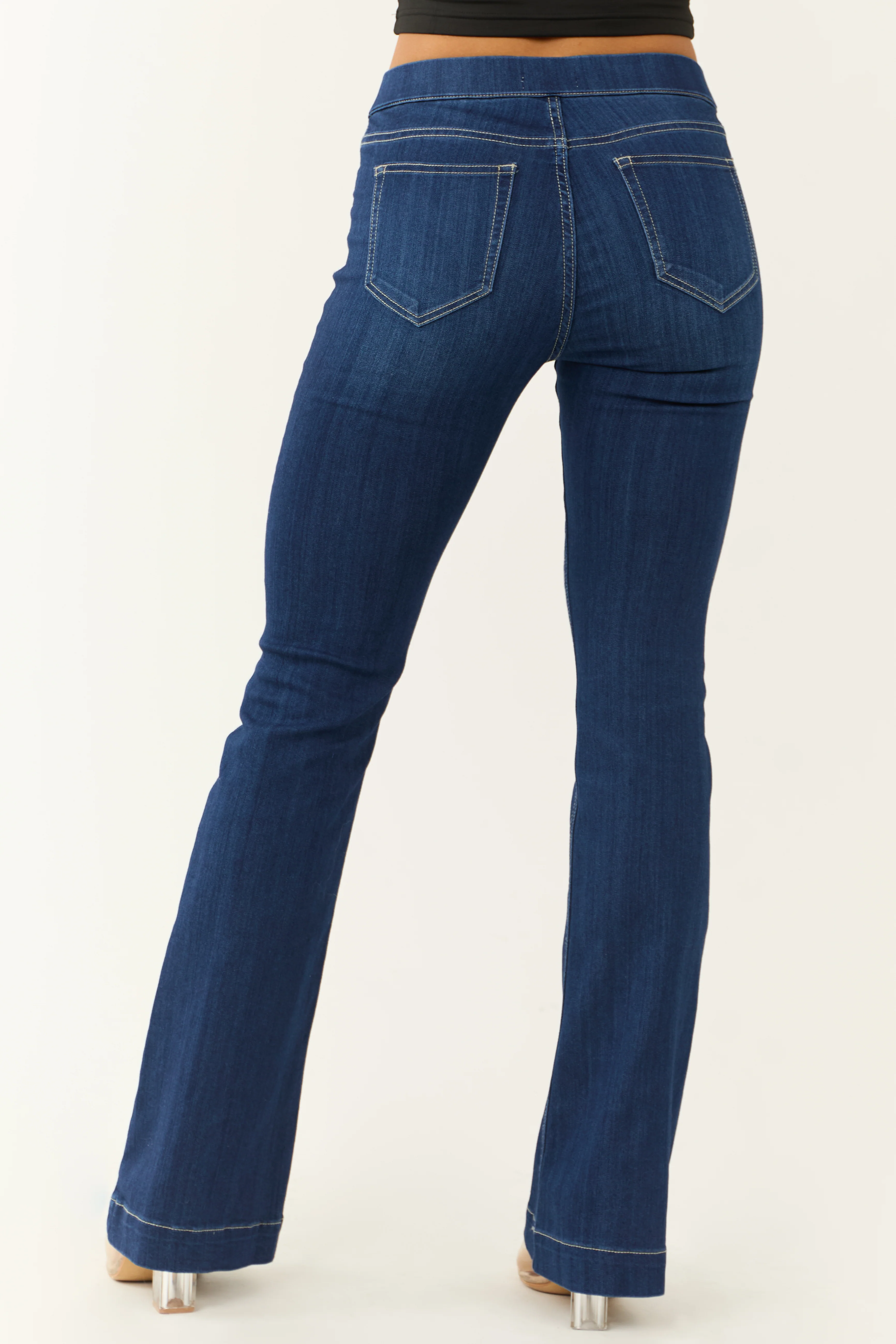 Cello Dark Wash Denim Mid Rise Flare Jeggings - LD SALE