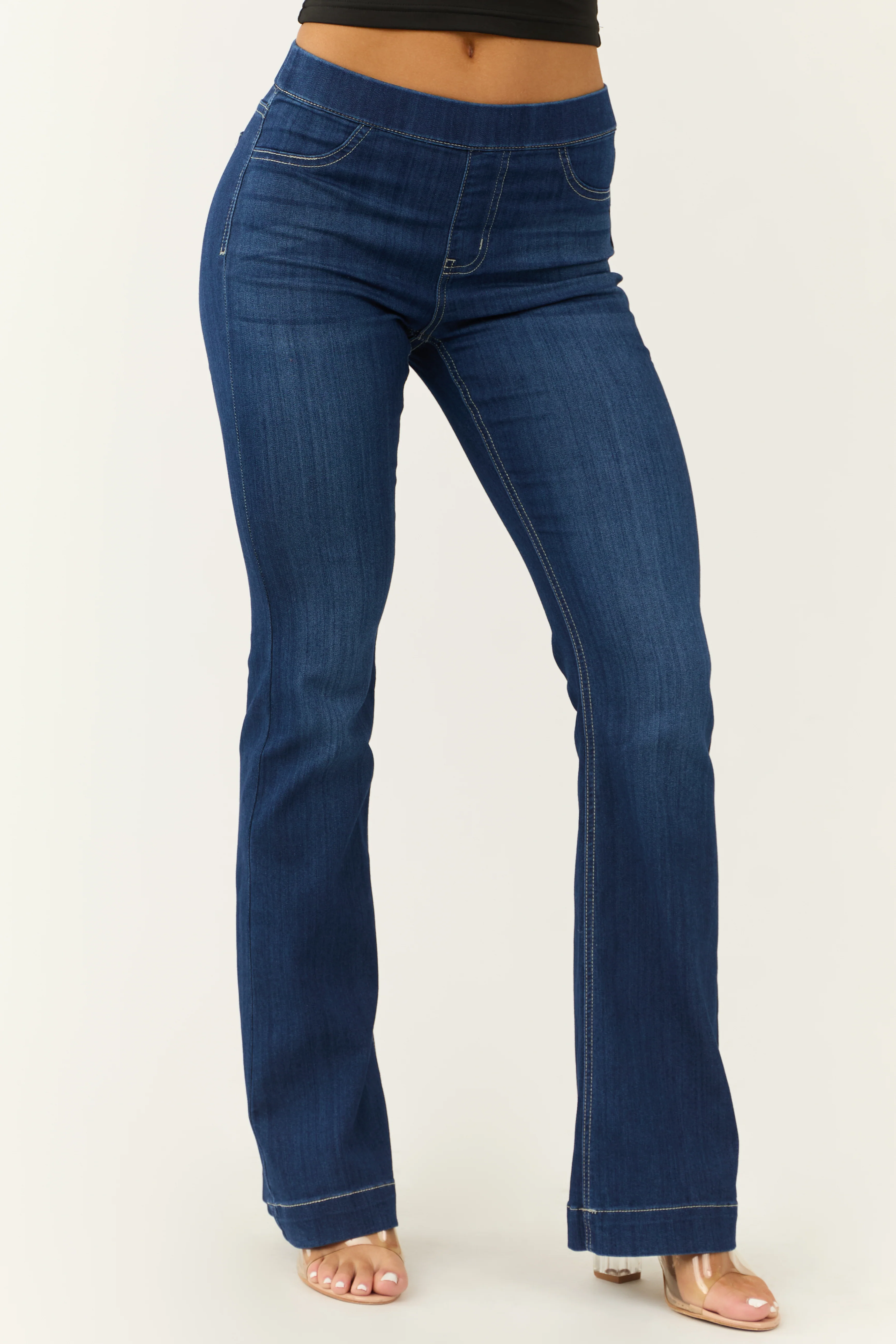Cello Dark Wash Denim Mid Rise Flare Jeggings - LD SALE