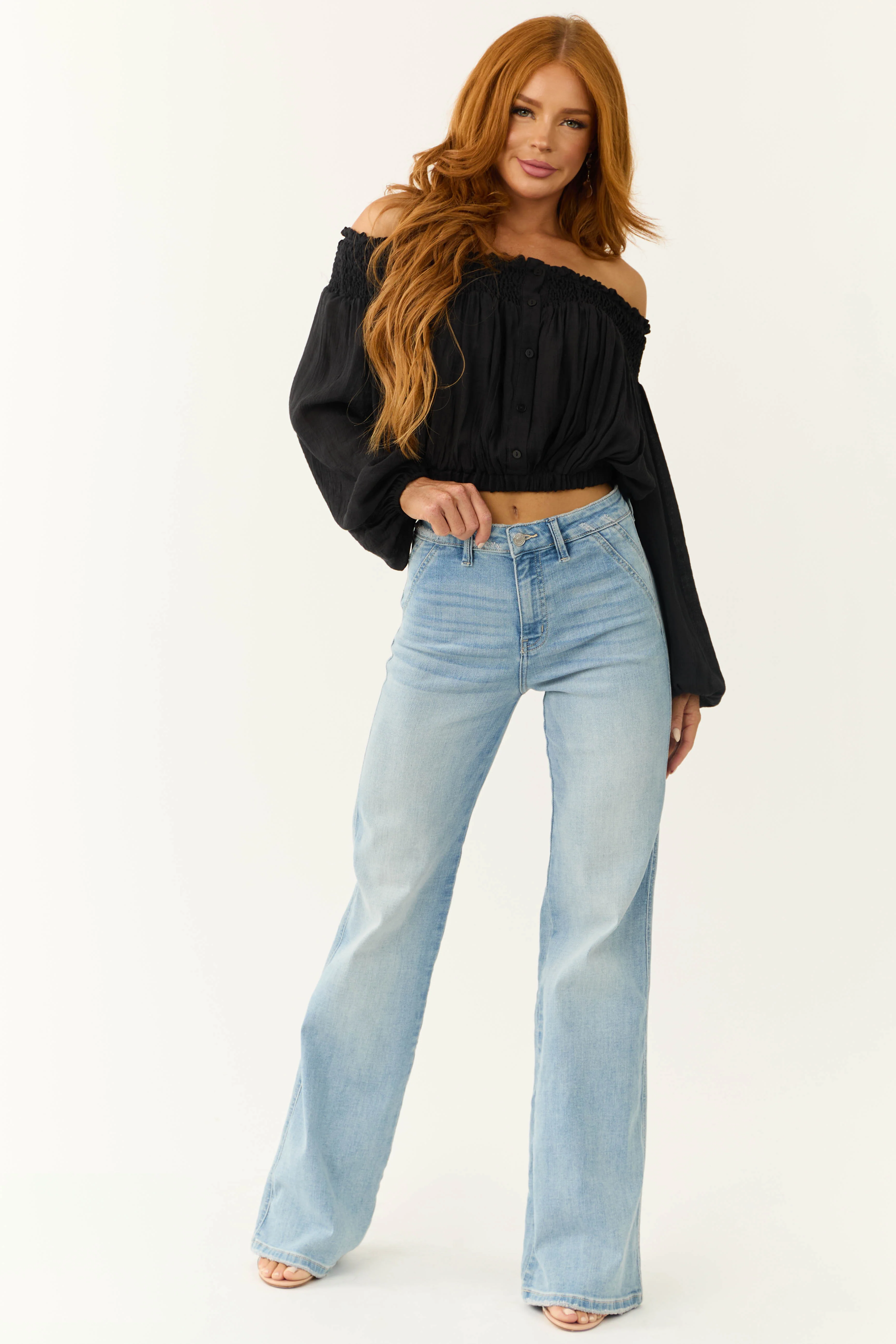 KanCan Light Wash Ultra High Rise Flare Jeans - LD SALE