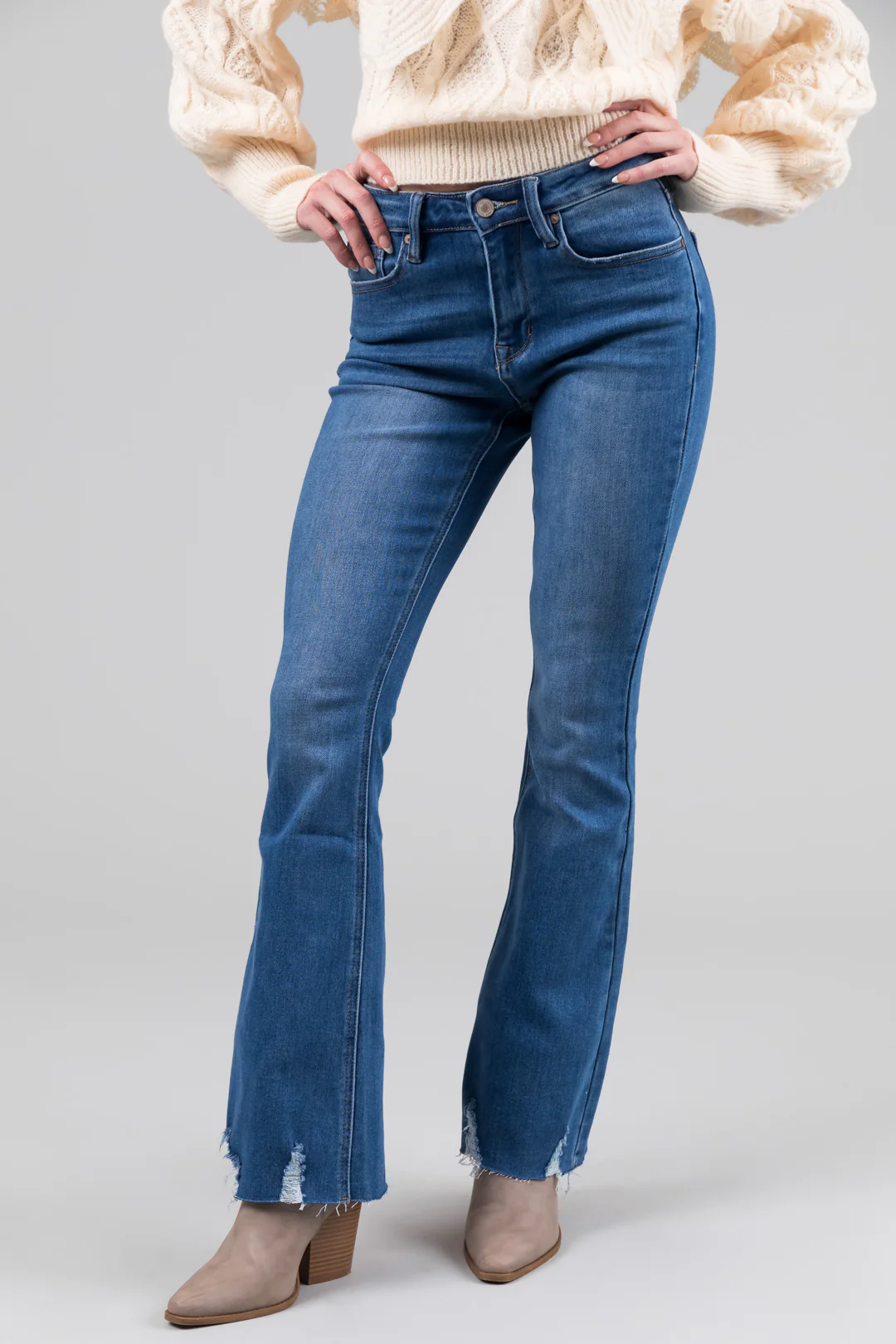 KanCan Medium Wash High Rise Raw Hem Jeans - LD SALE
