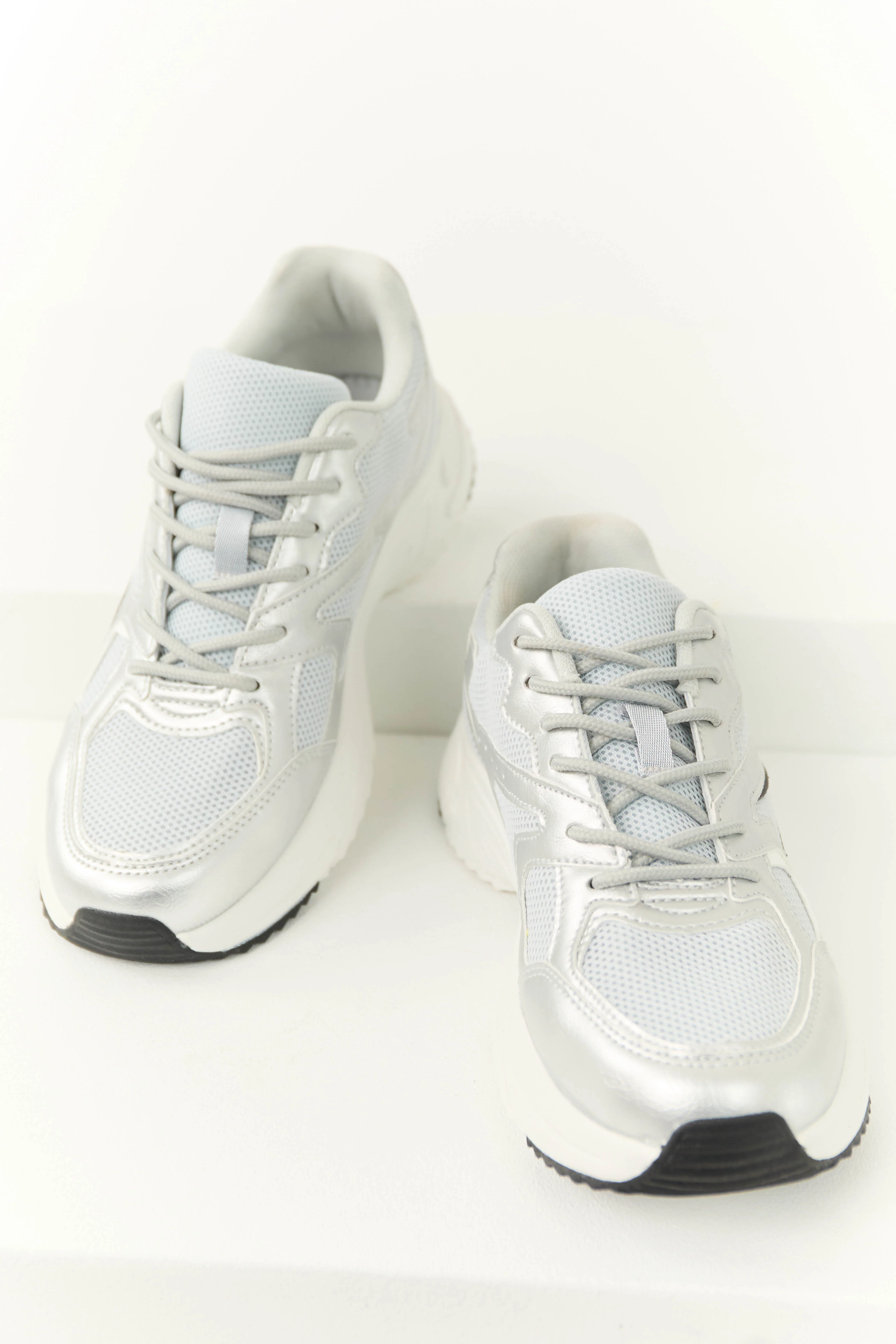 Silver Slip On Elastic Laces Sneakers - LD SALE