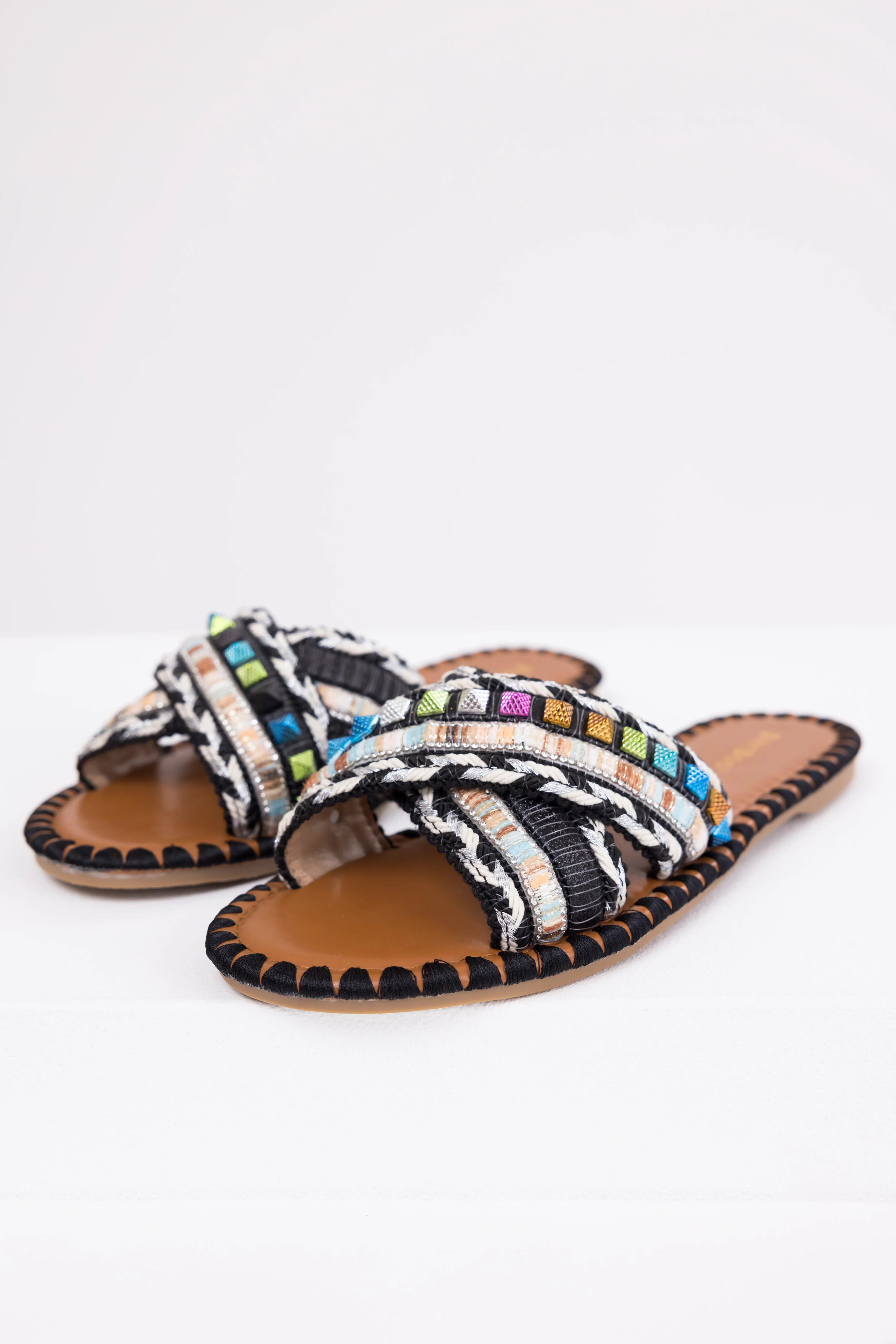 Black Crisscross Strap Boho Style Sandals - LD SALE