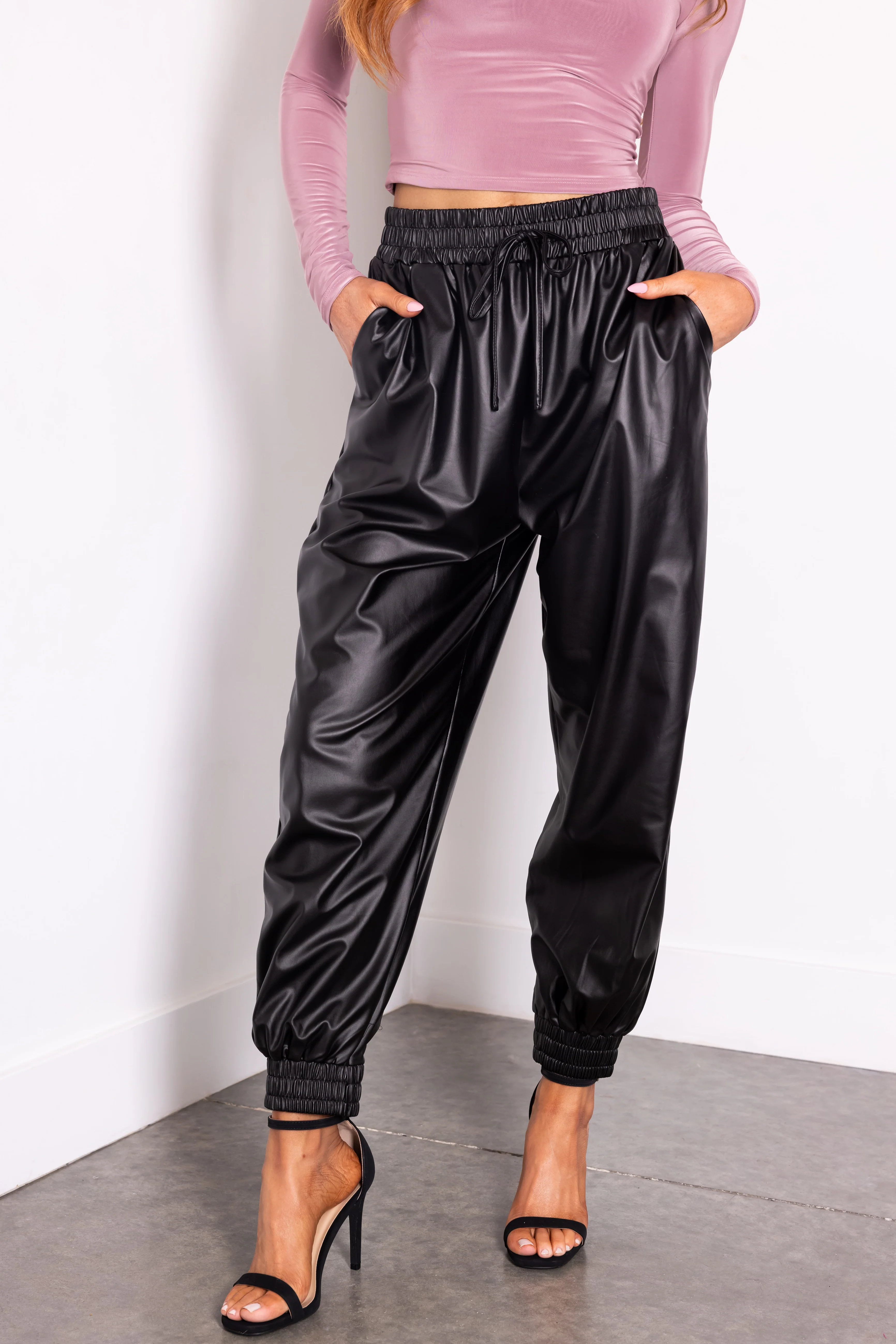 She+Sky Black Metallic Knit Joggers - LD SALE