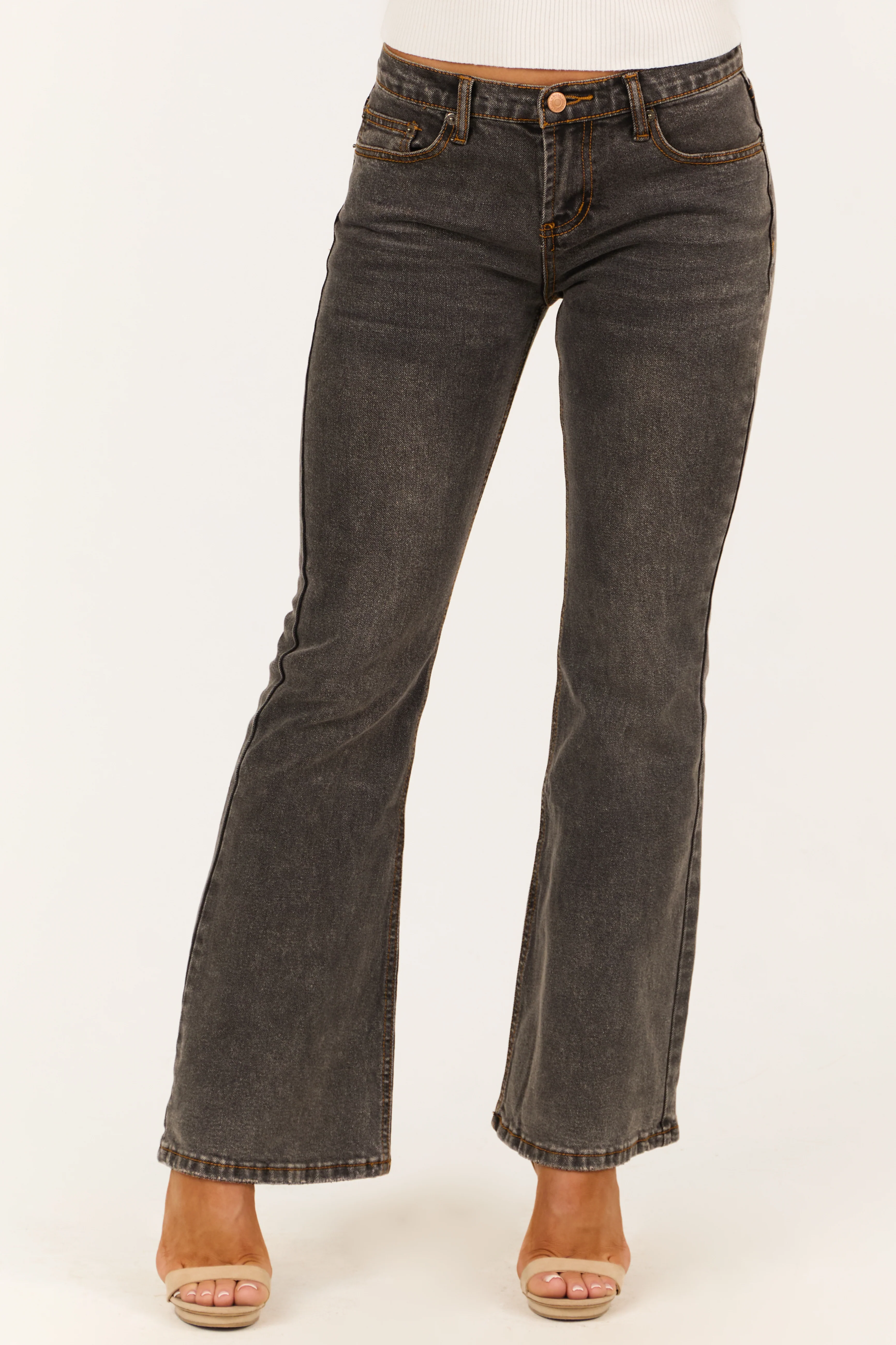 Signature 8 Washed Charcoal Low Rise Bootcut Jeans - LD SALE