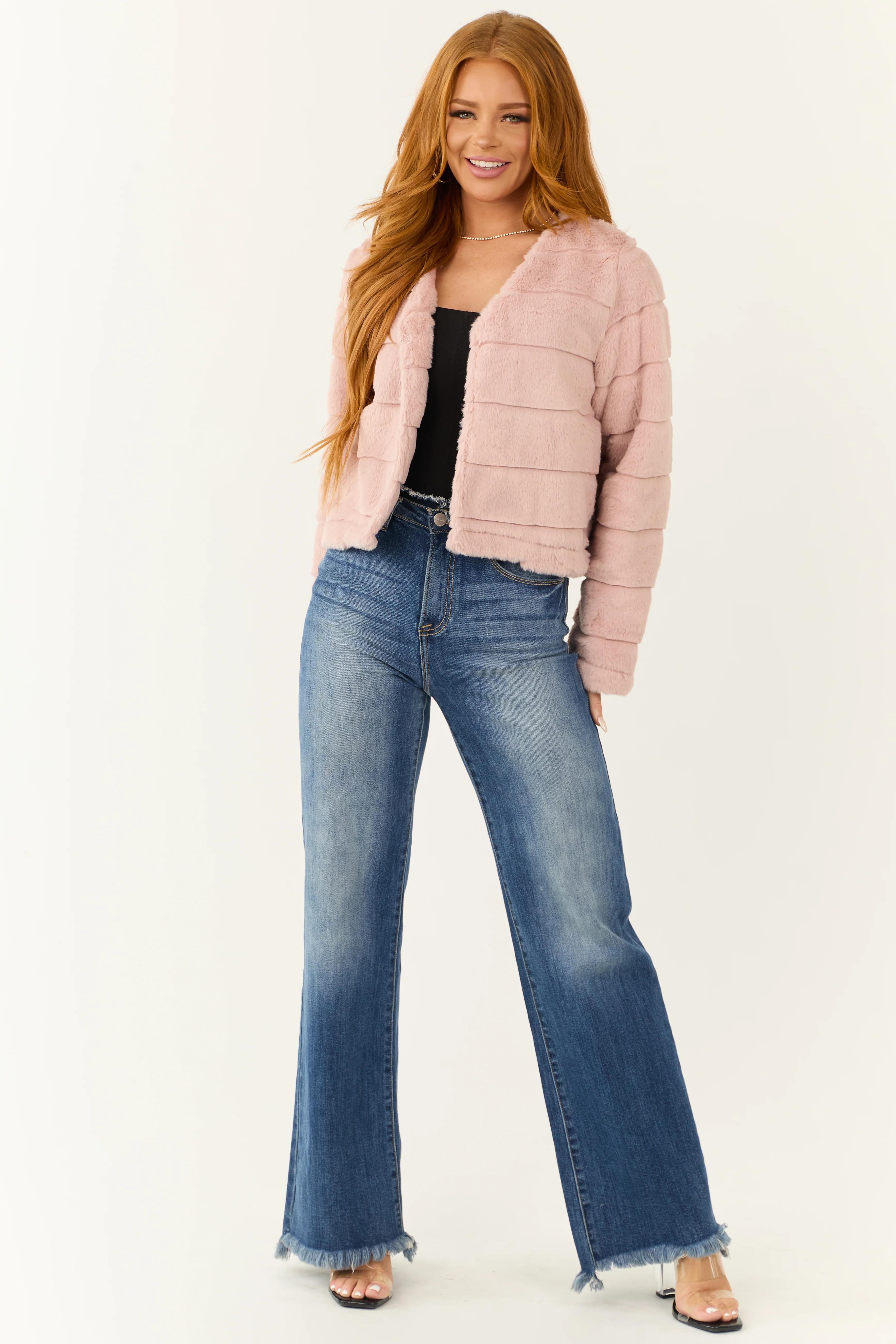 Dusty Blush Fuzzy Soft Long Sleeve Jacket - LD SALE
