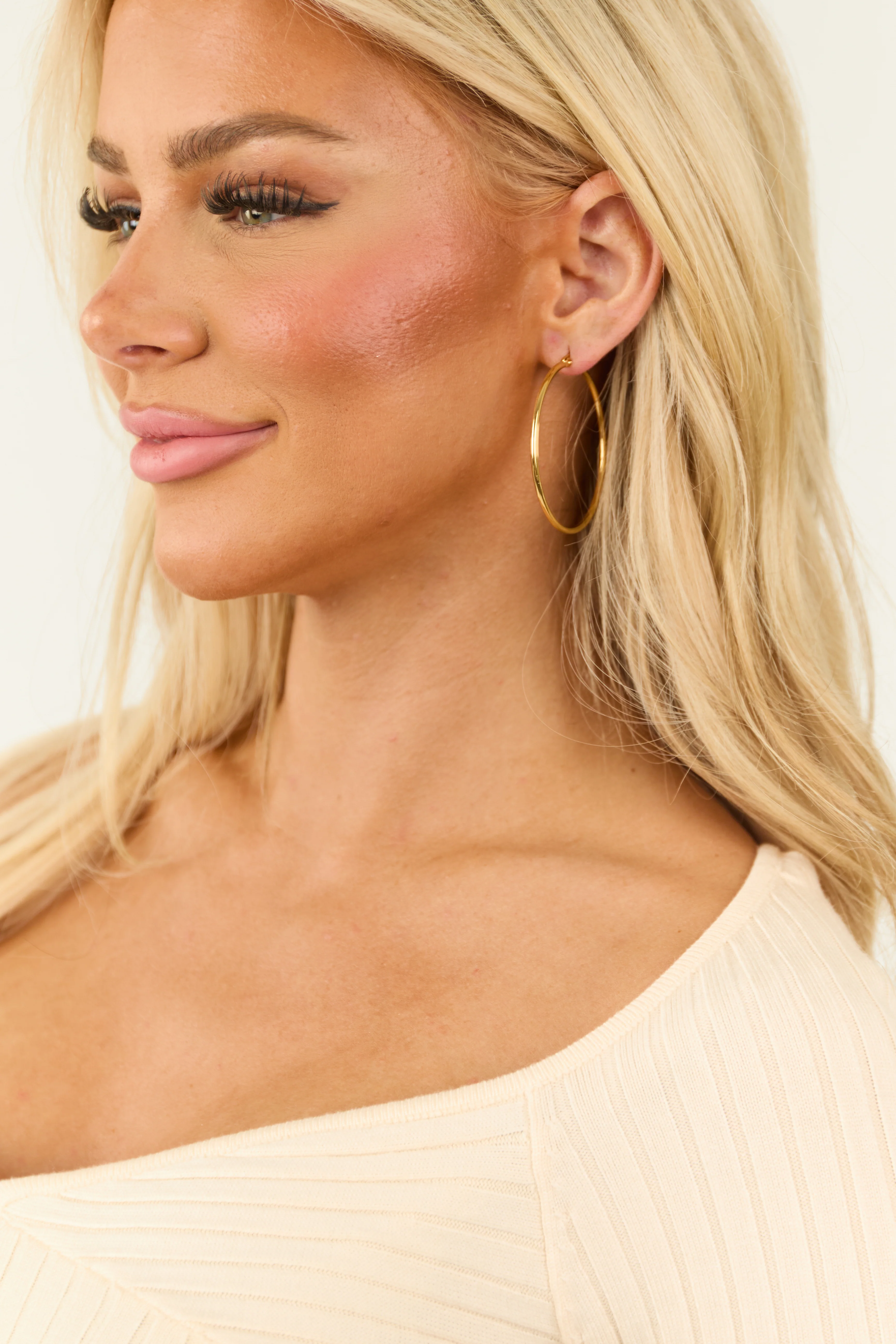 Gold Oversize Thin Latch Hoop Earrings - LD SALE