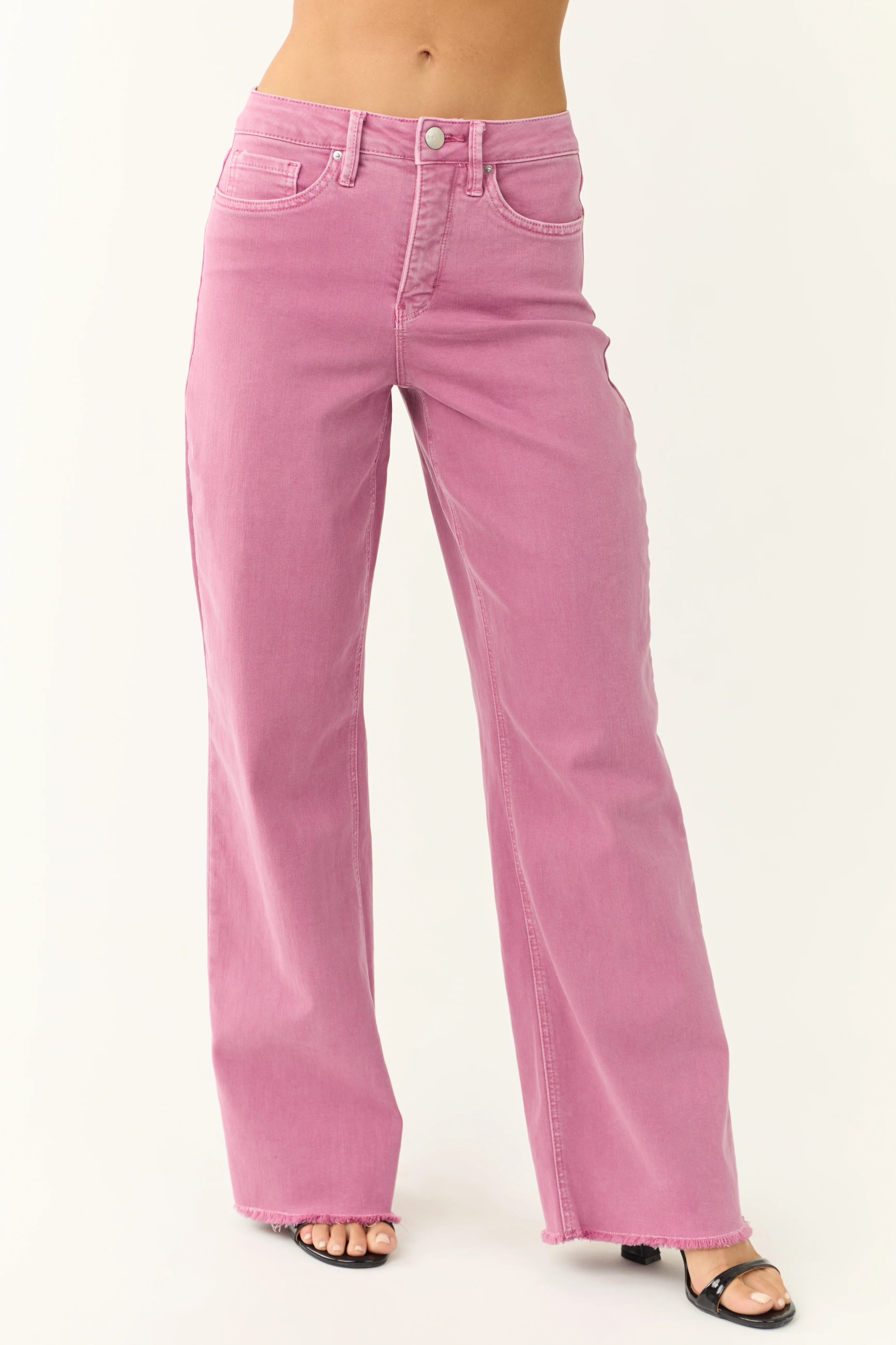 YMI Orchid Wide Leg Frayed Hem Jeans - LD SALE