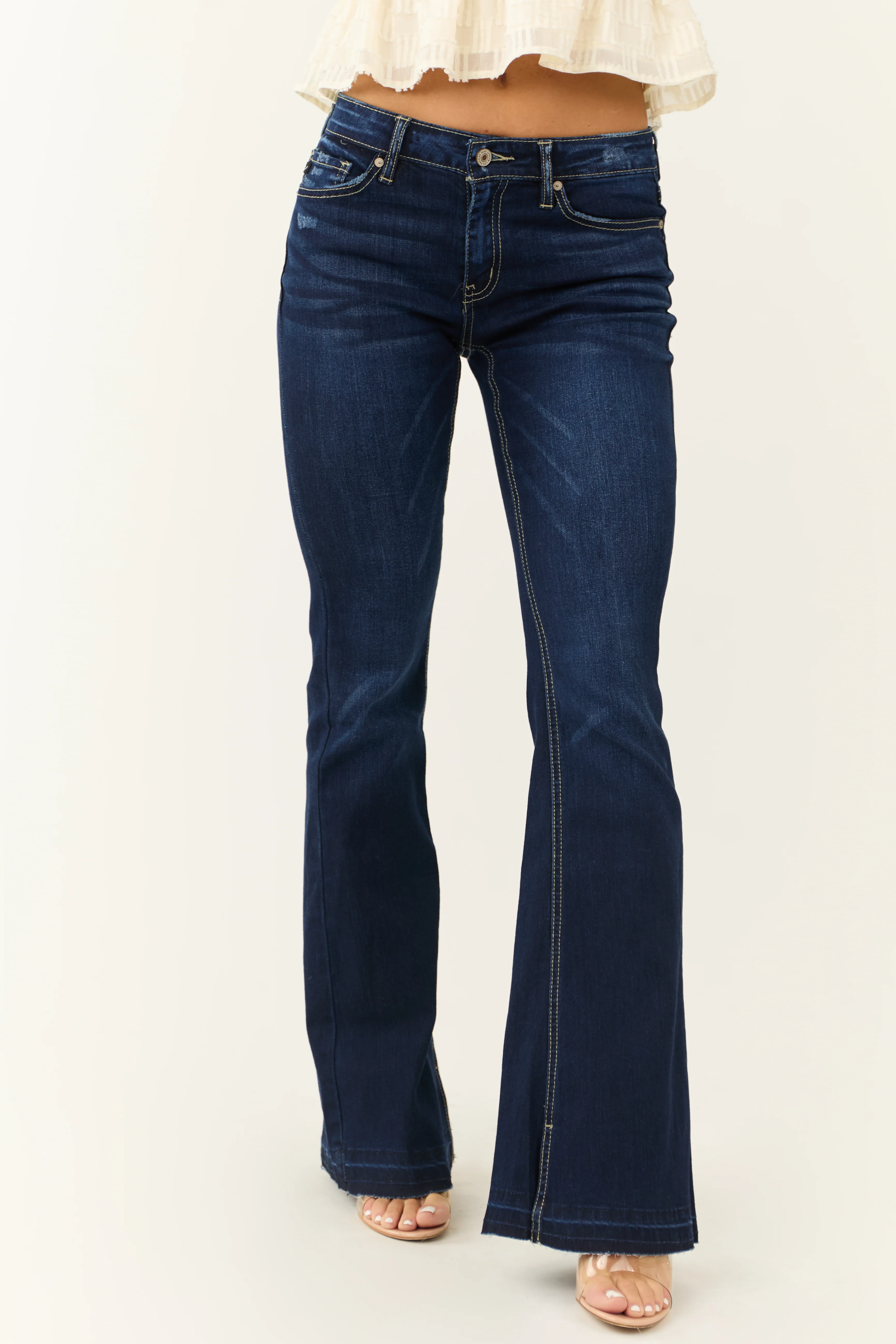 KanCan Dark Wash Flare Leg Mid Rise Jeans - LD SALE