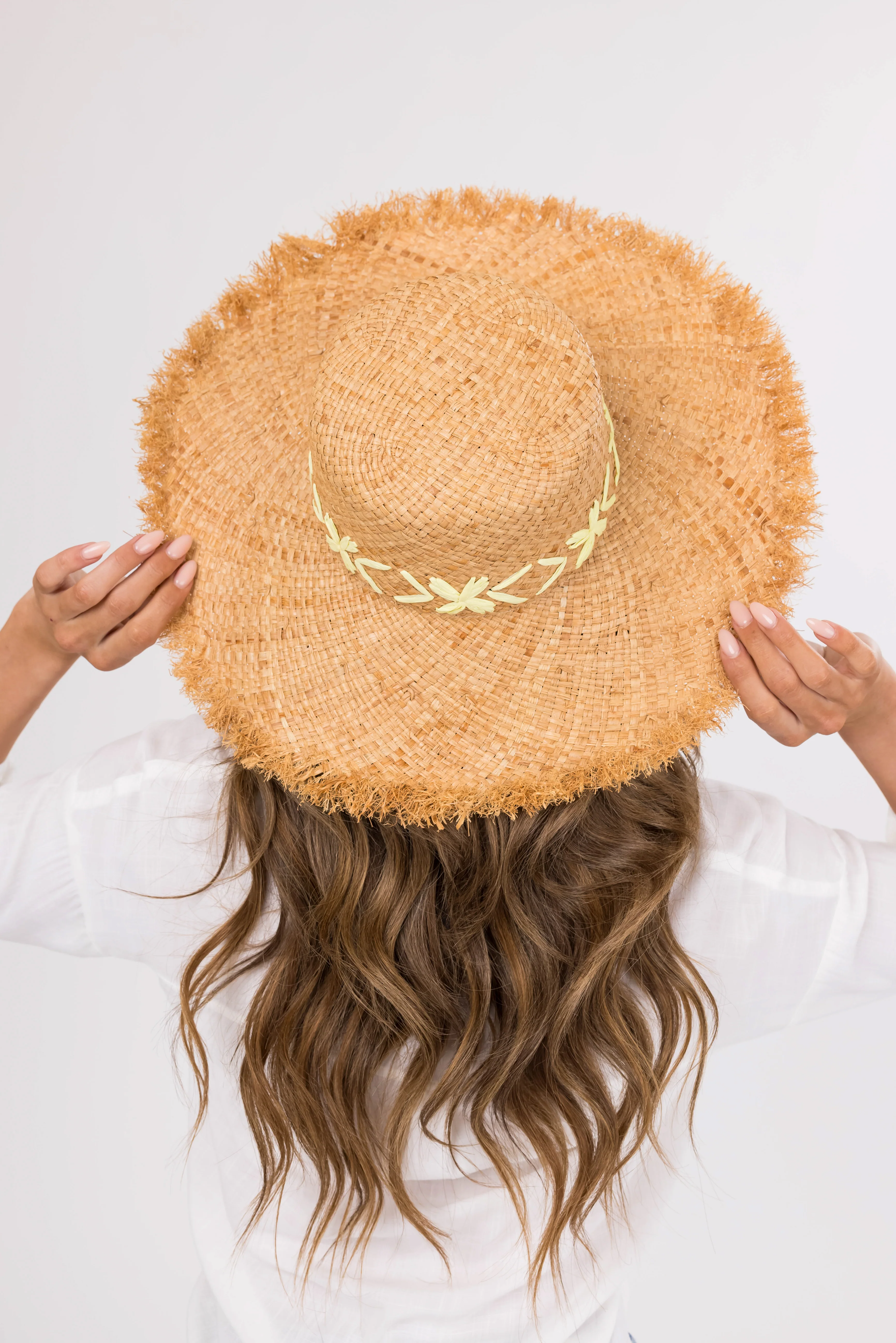 Natural Raffia Sun Hat with Yellow Details - LD SALE