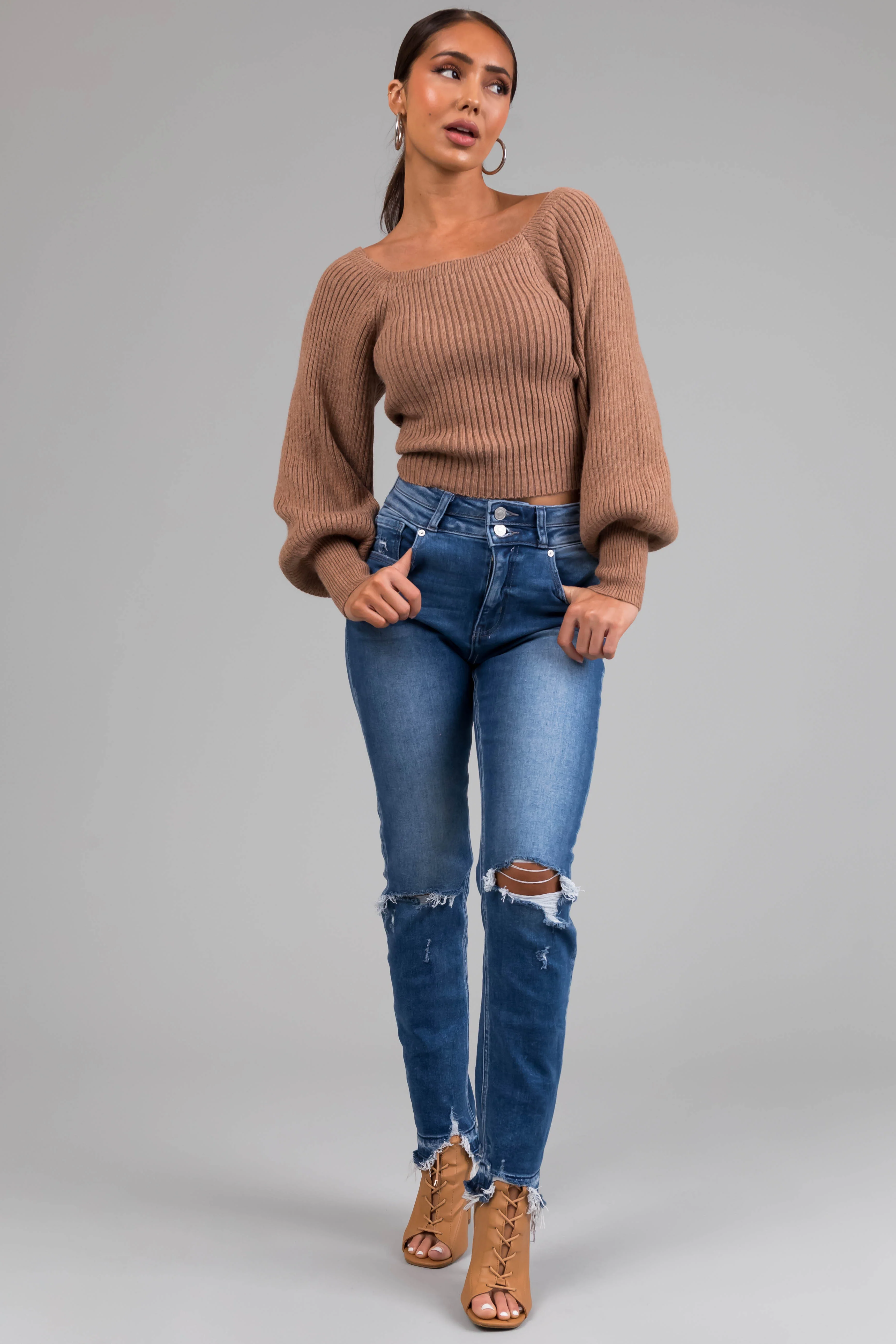 KanCan Medium Wash High Rise Distressed Jeans - LD SALE