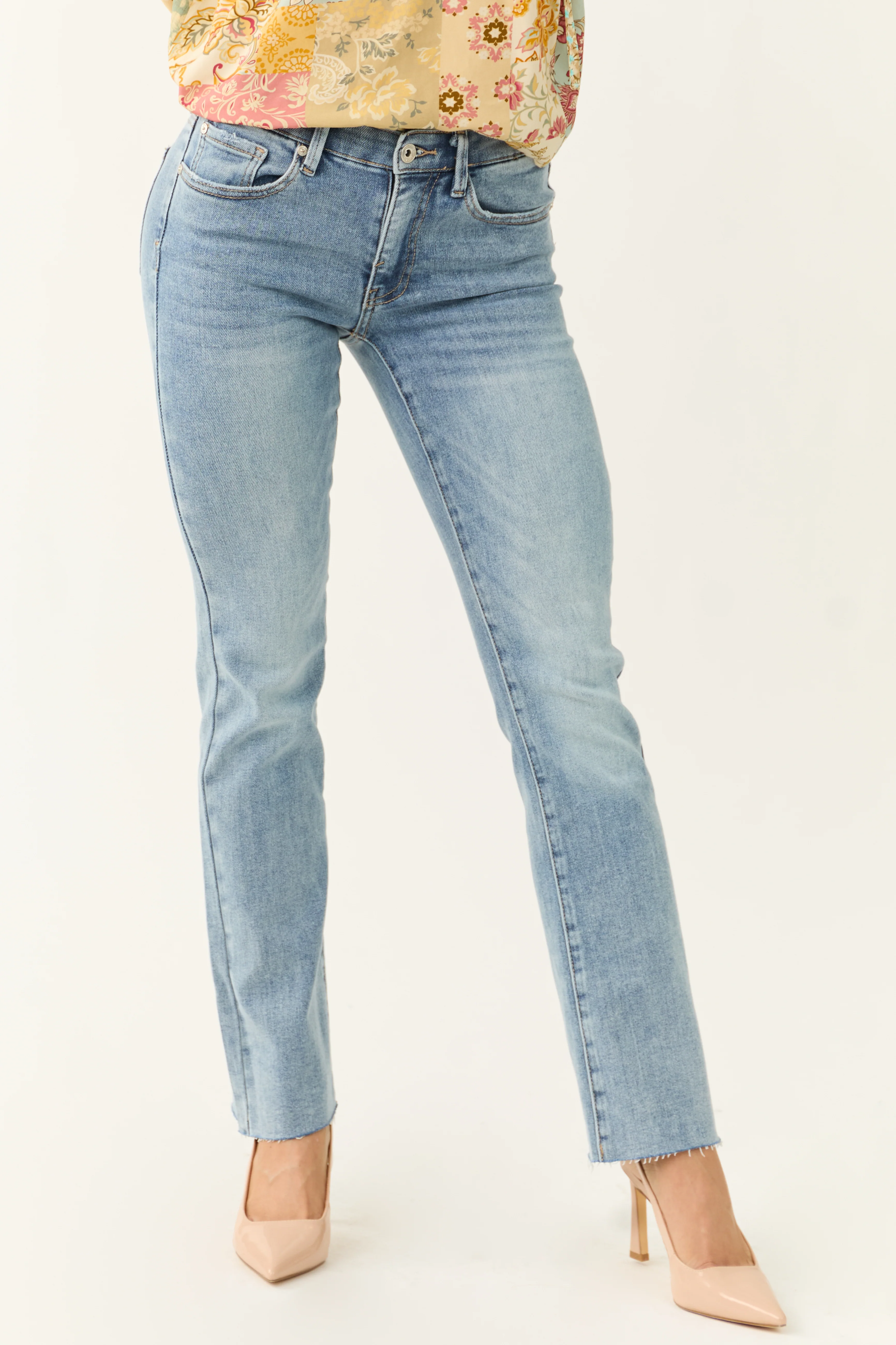 Special A Light Wash Tummy Control Straight Jeans - LD SALE