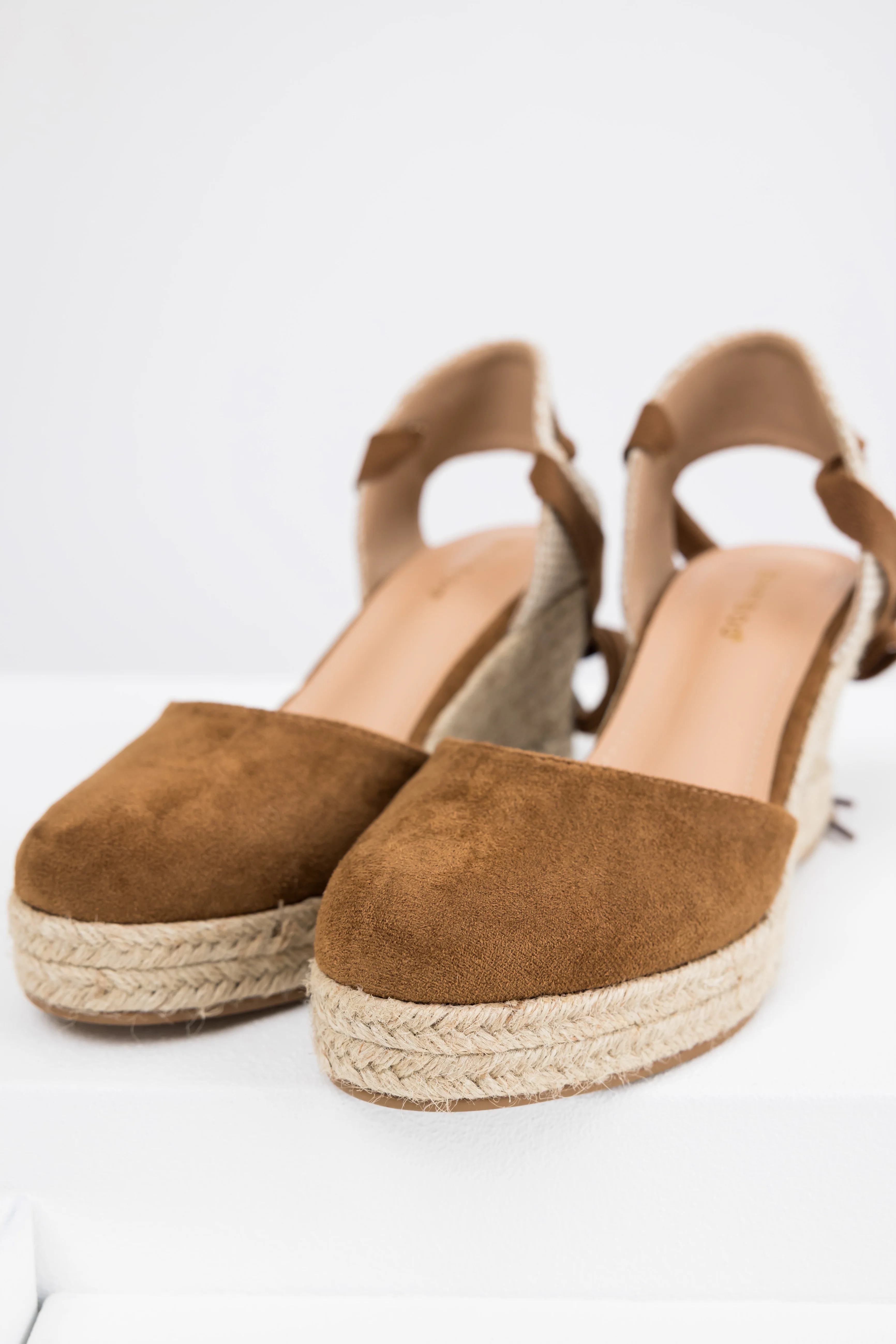 Sepia Suede Closed Toe Espadrille Wedges - LD SALE