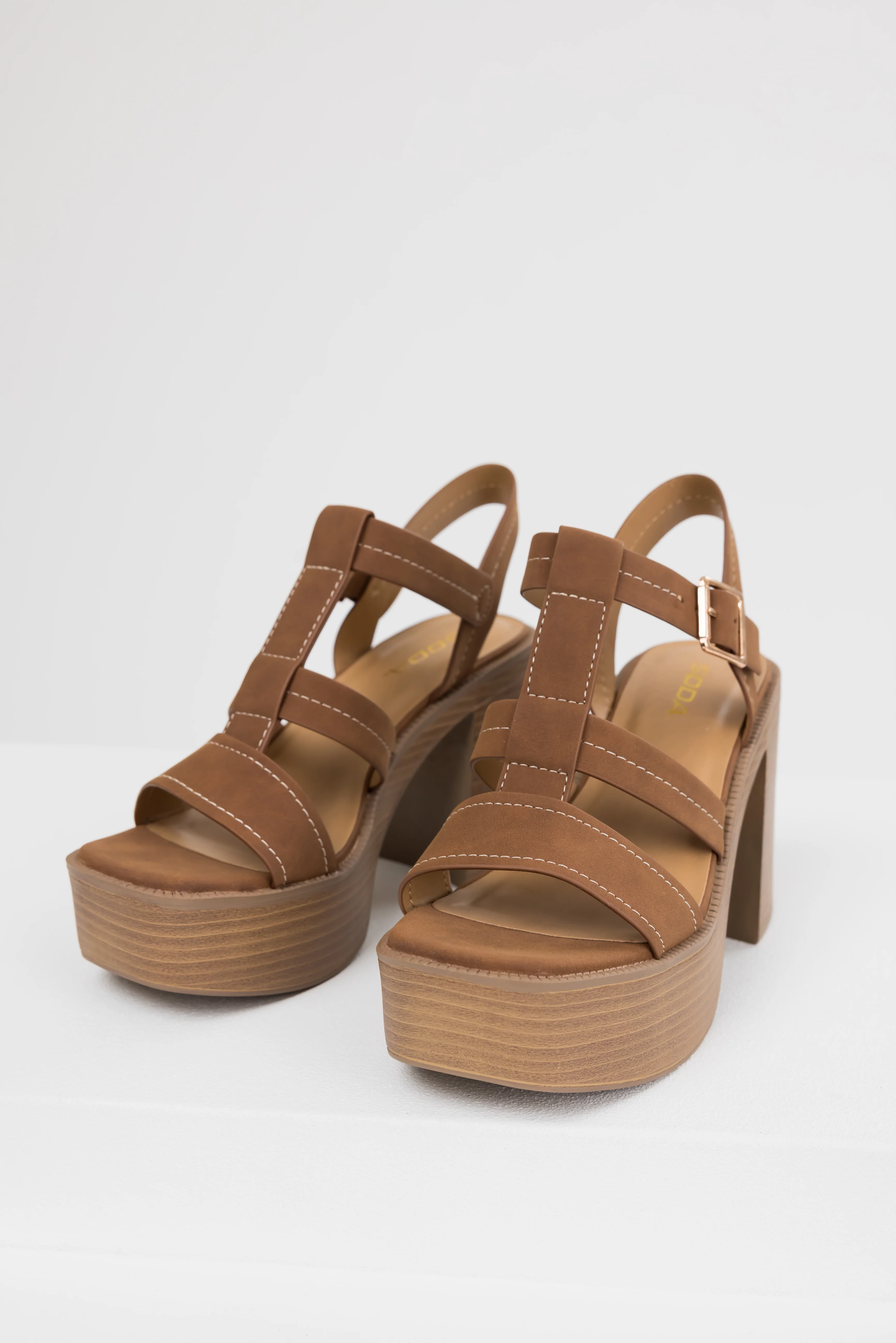 Sepia Faux Suede Strappy Platfom Sandals - LD SALE