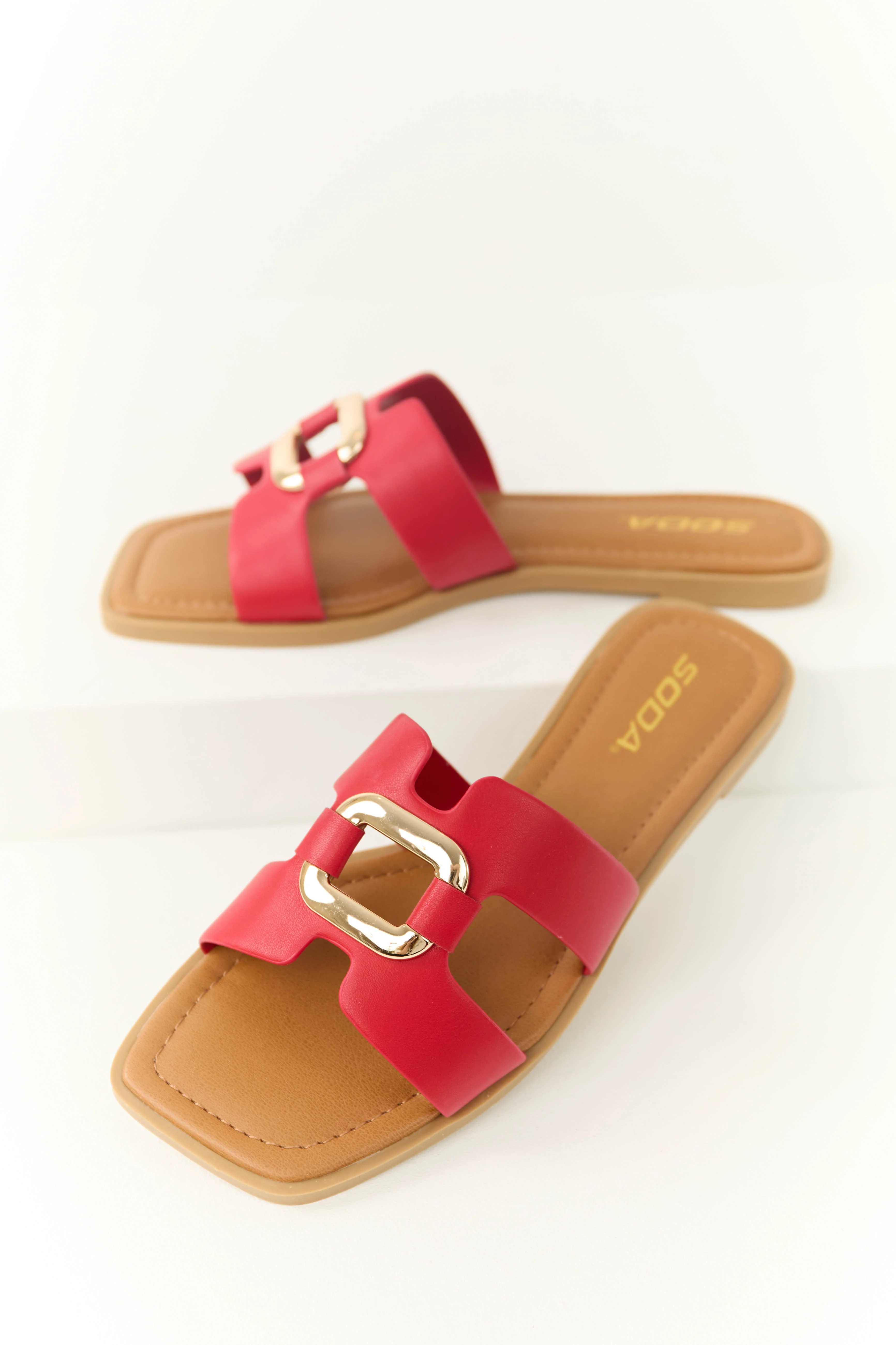 Ruby Gold Buckle Open Toe Sandals - LD SALE