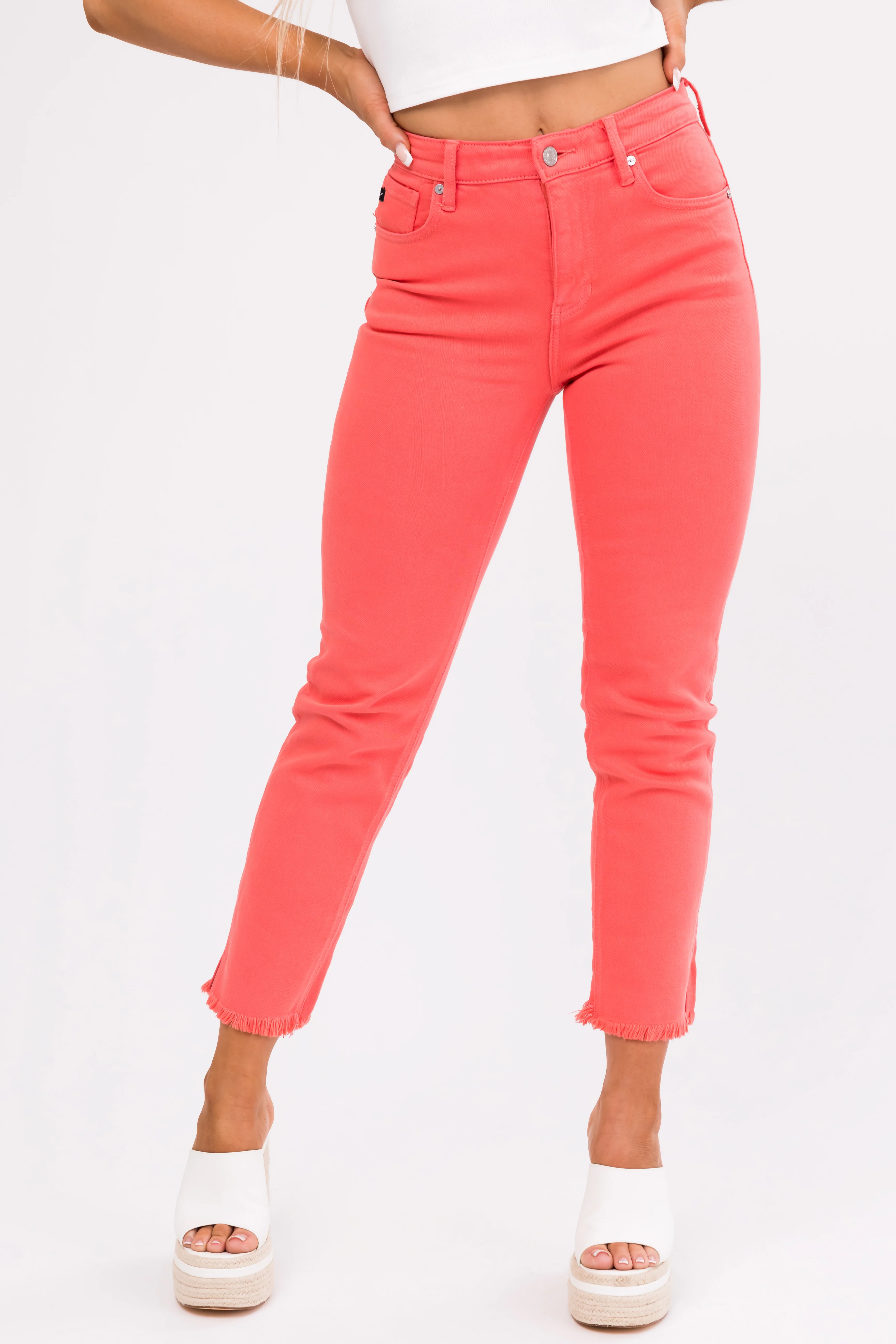 KanCan Deep Coral Straight Leg Ankle Jeans - LD SALE