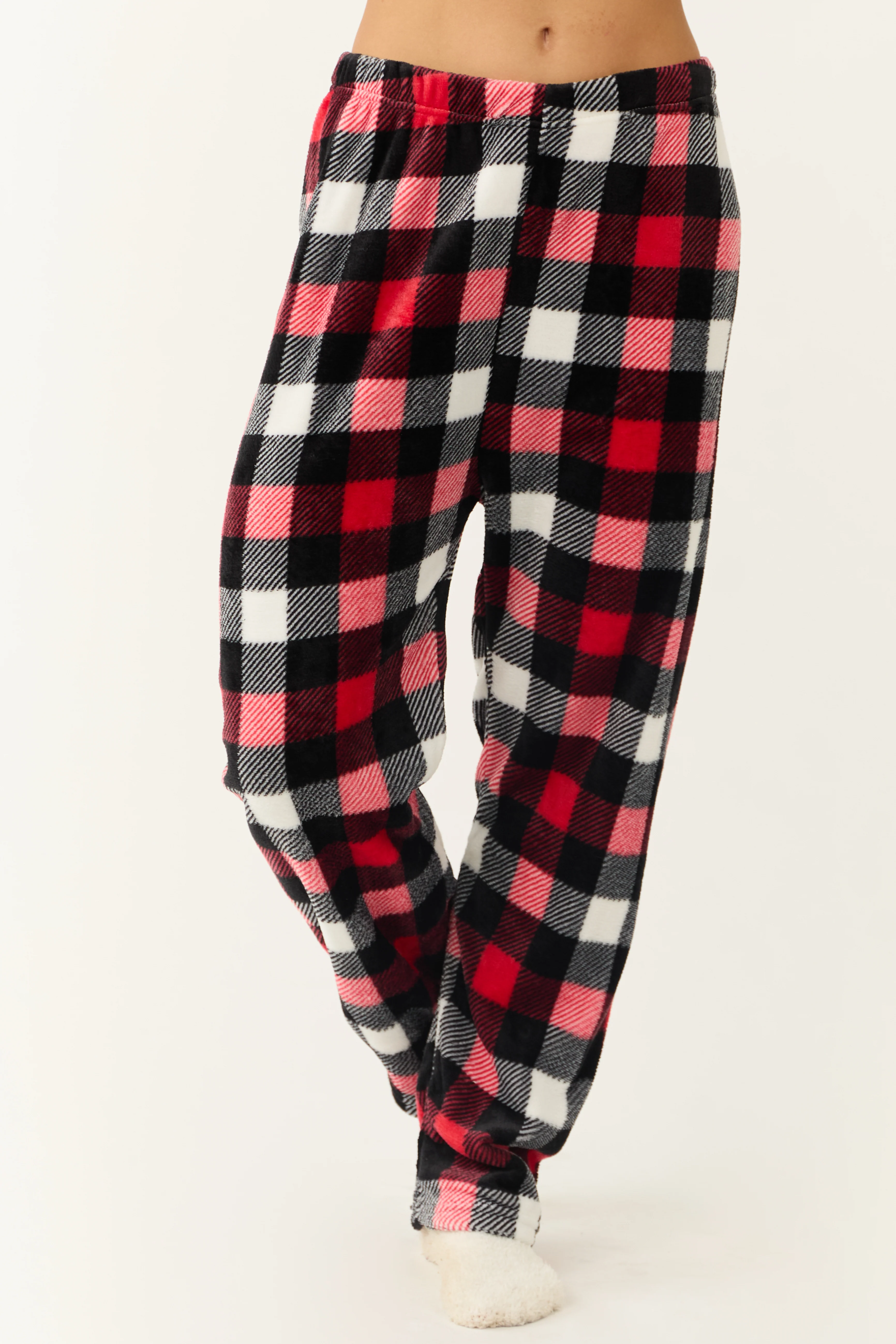 Scarlet and Black Buffalo Plaid Fleece Pajama Pants - LD SALE