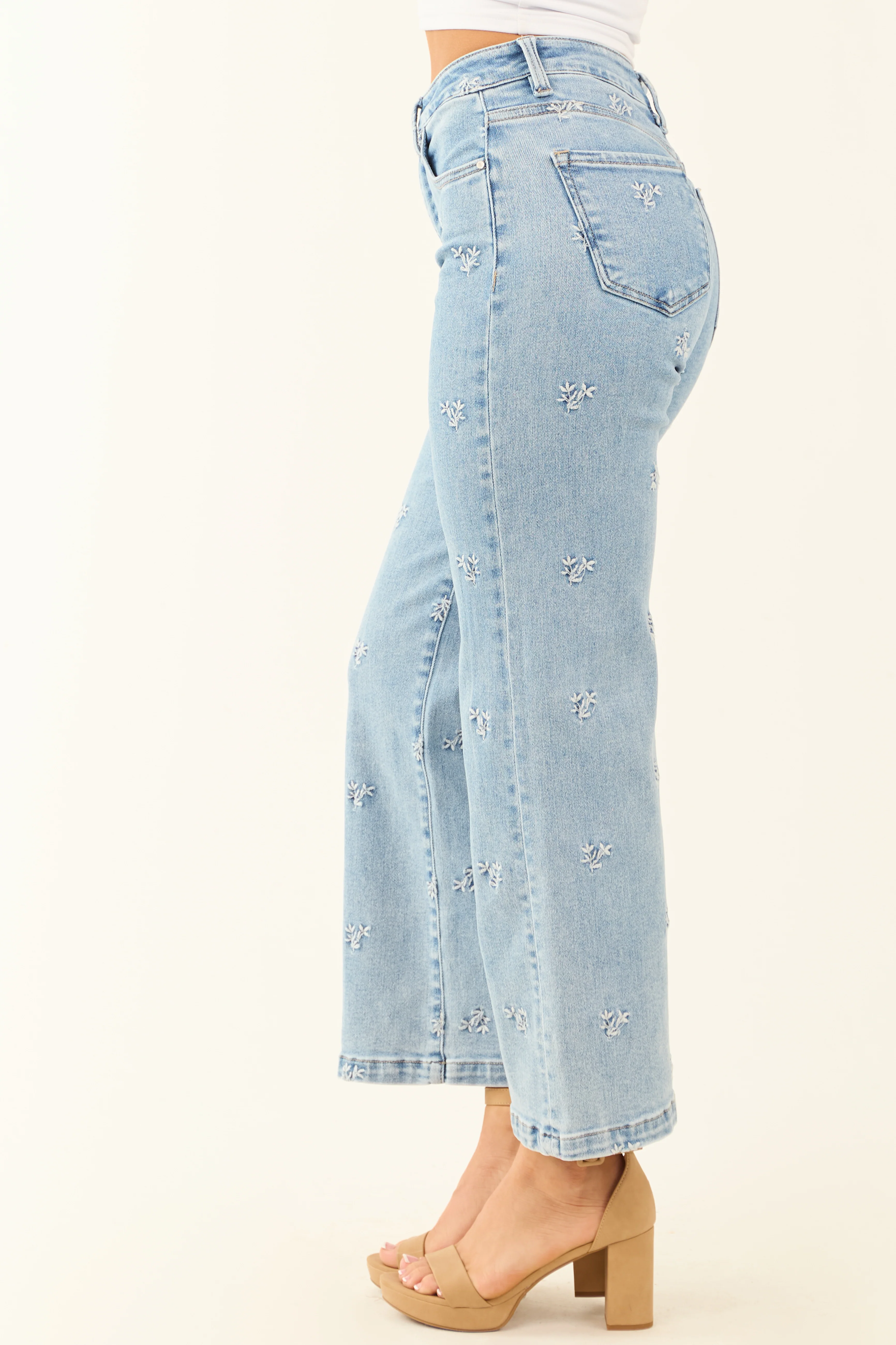 Risen Tummy Control Embroidered Stretchy Jeans - LD SALE