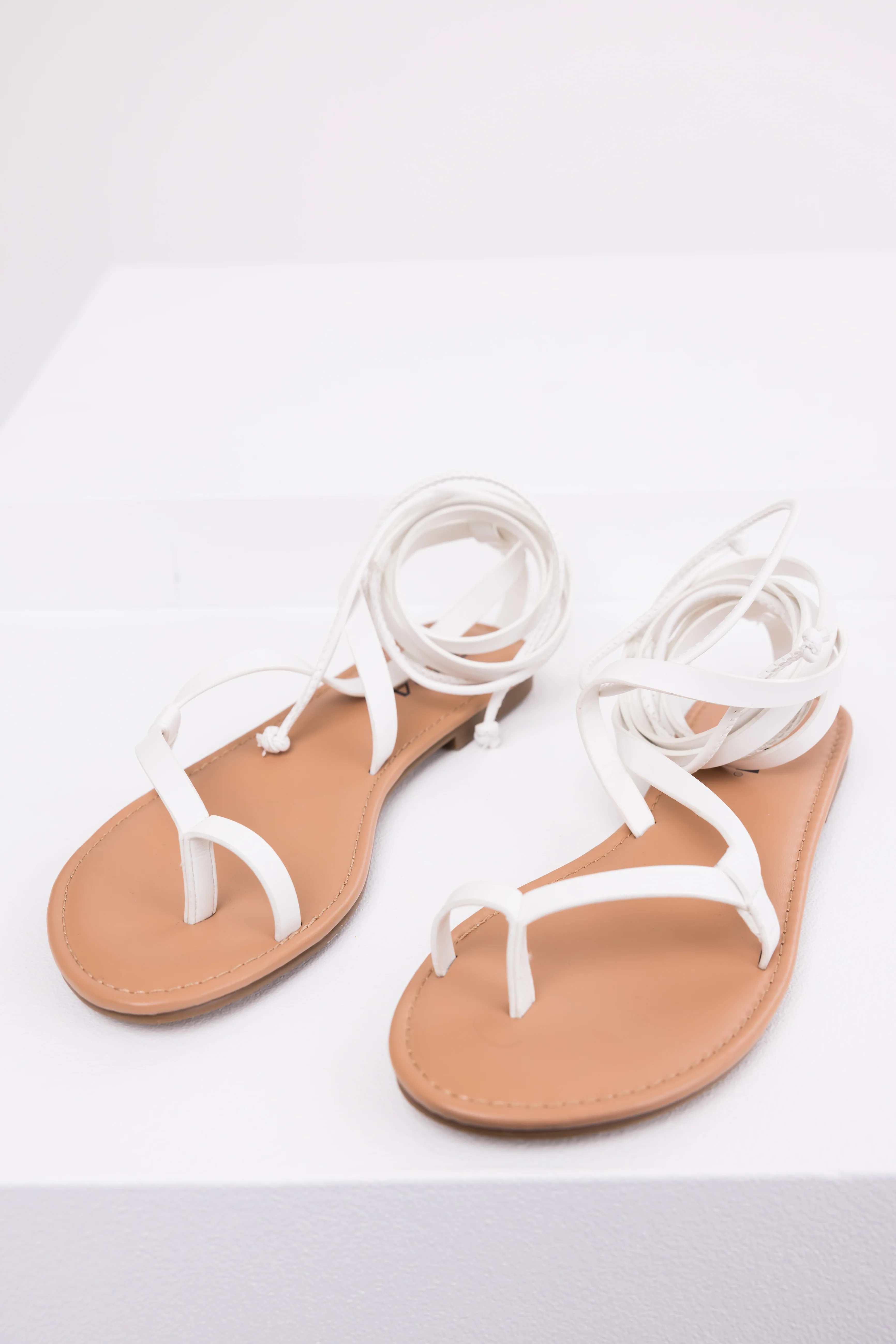Ivory Strappy Open Toe Flat Sandal - LD SALE