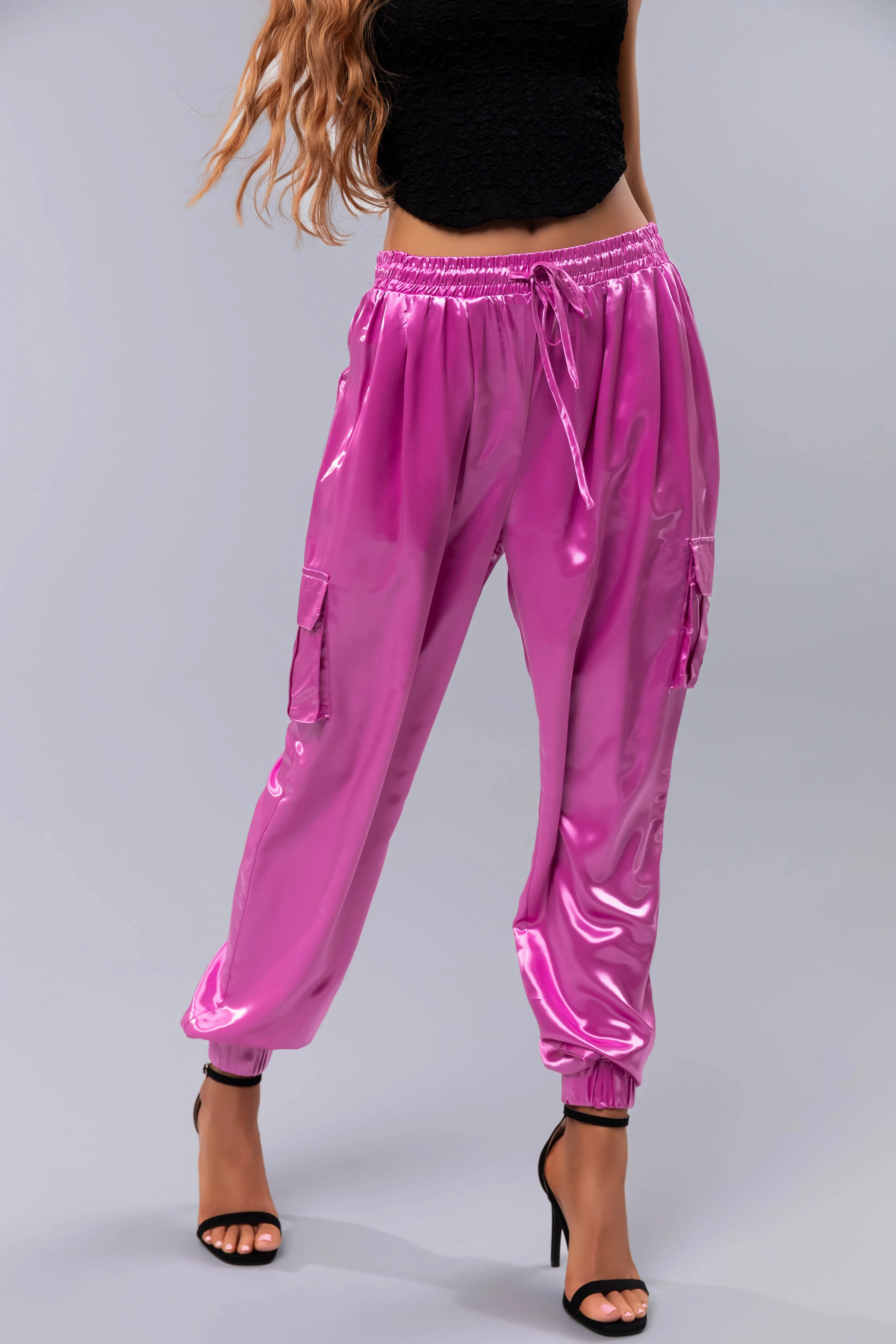 Orchid Shiny Metallic Smocked Waist Joggers - LD SALE