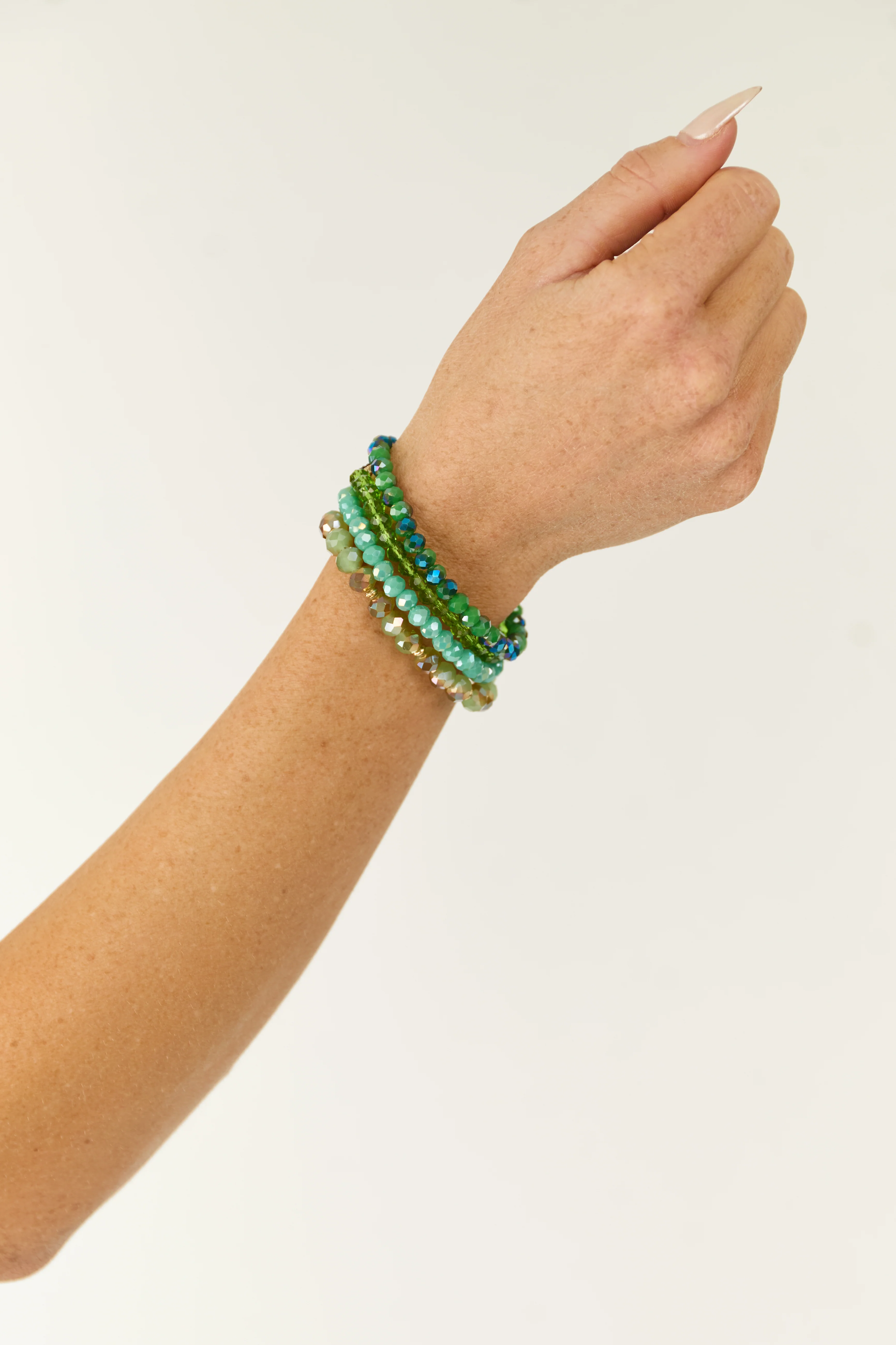 Jungle Green 4 Beaded Stretch Bracelet Set - LD SALE