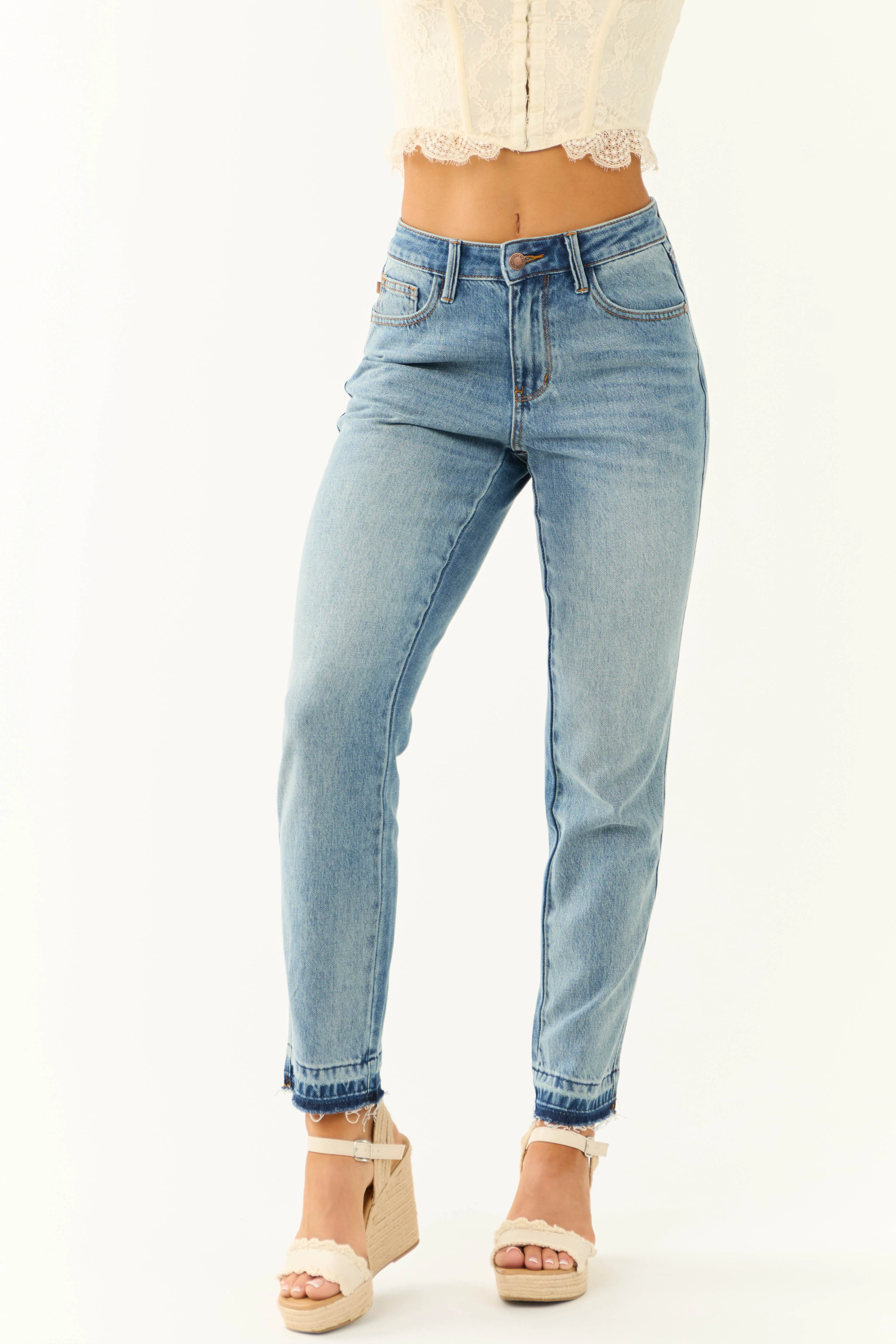 Judy Blue Medium Wash Straight Leg Jeans - LD SALE