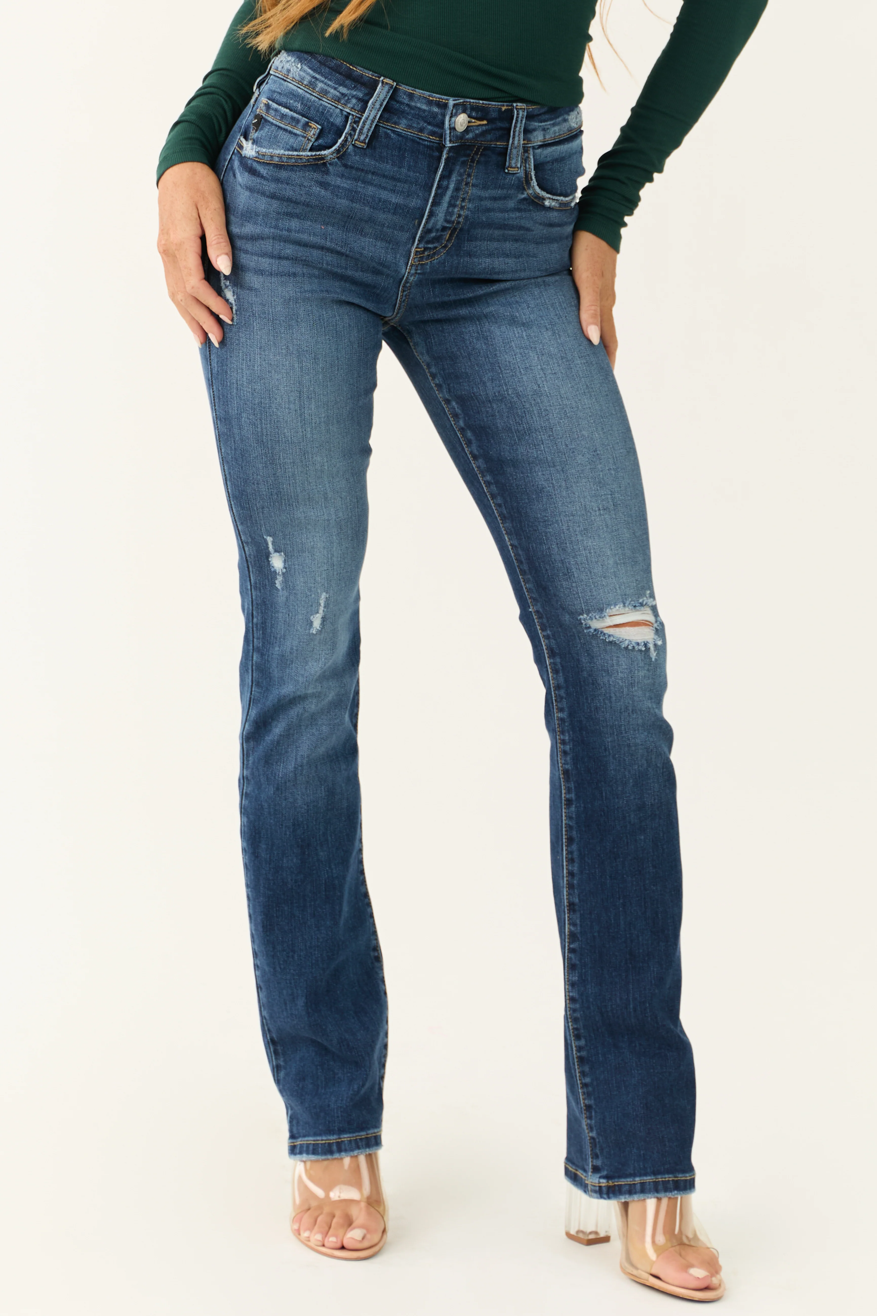 KanCan High Rise Dark Wash Skinny Bootcut Jeans - LD SALE