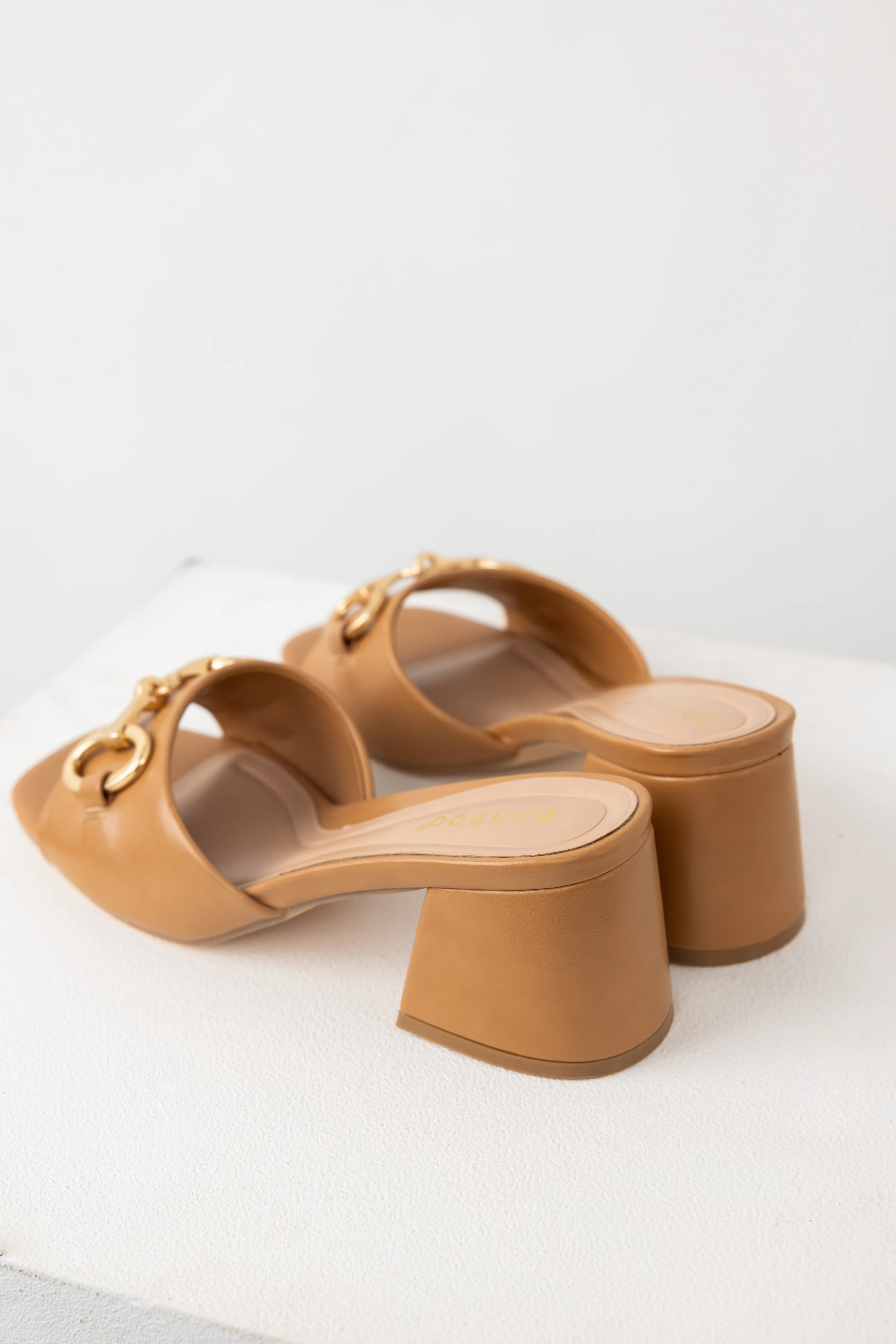 Copper Chain Detail Block Heel Mules - LD SALE