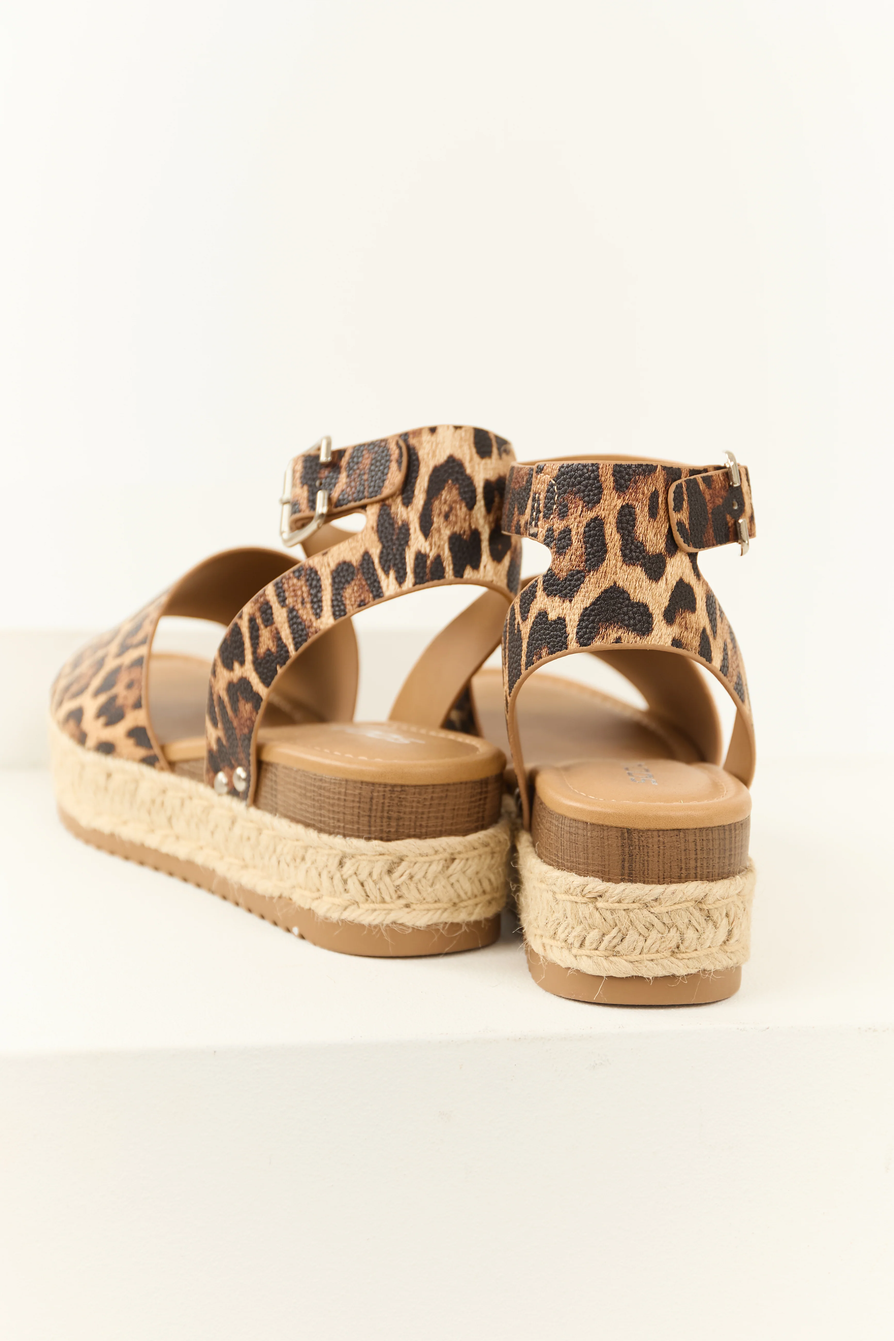 Copper Leopard Ankle Strap Espadrille Platform Sandals - LD SALE