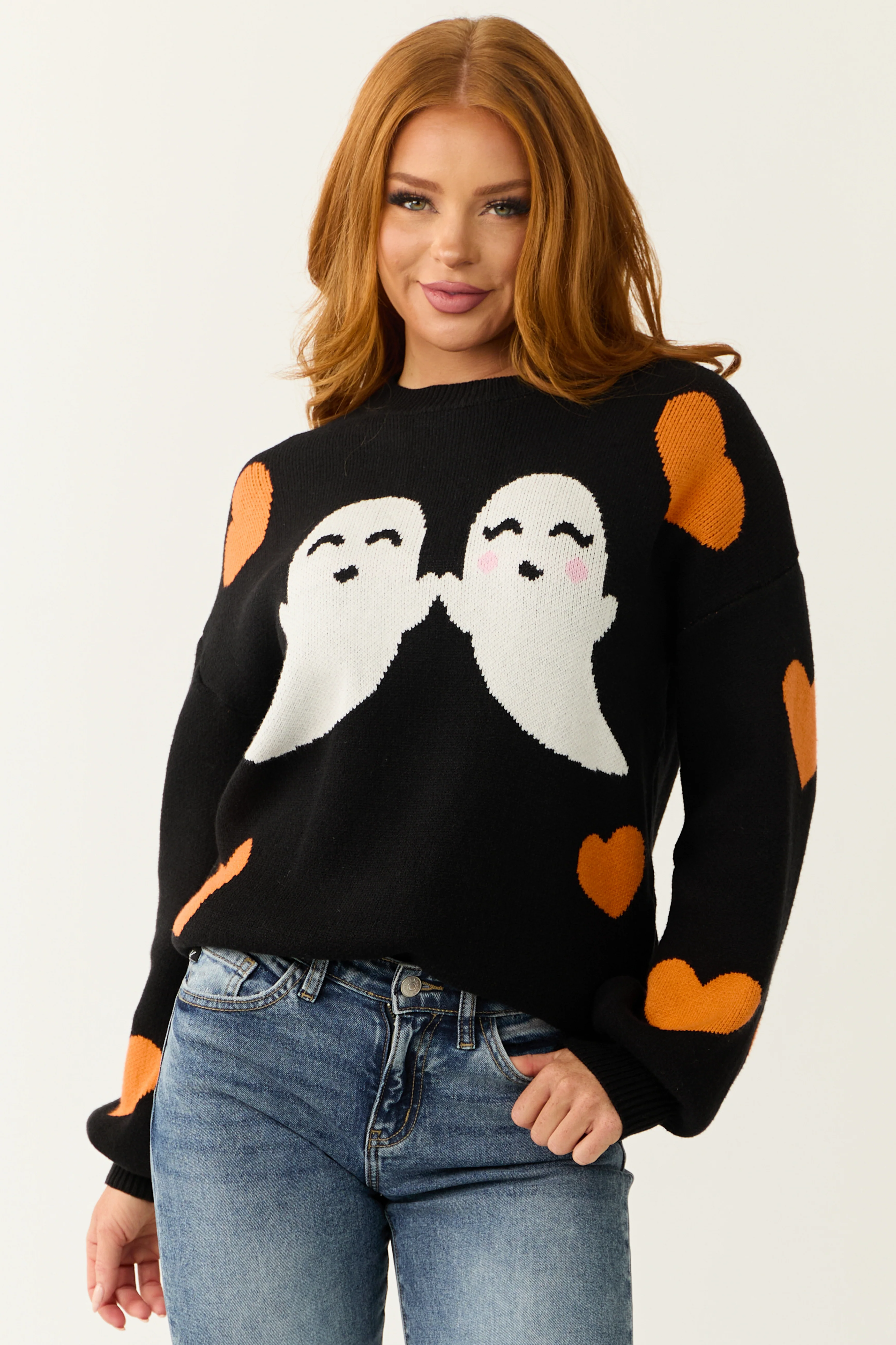 Black Halloween Graphic Soft Knit Sweater - LD SALE