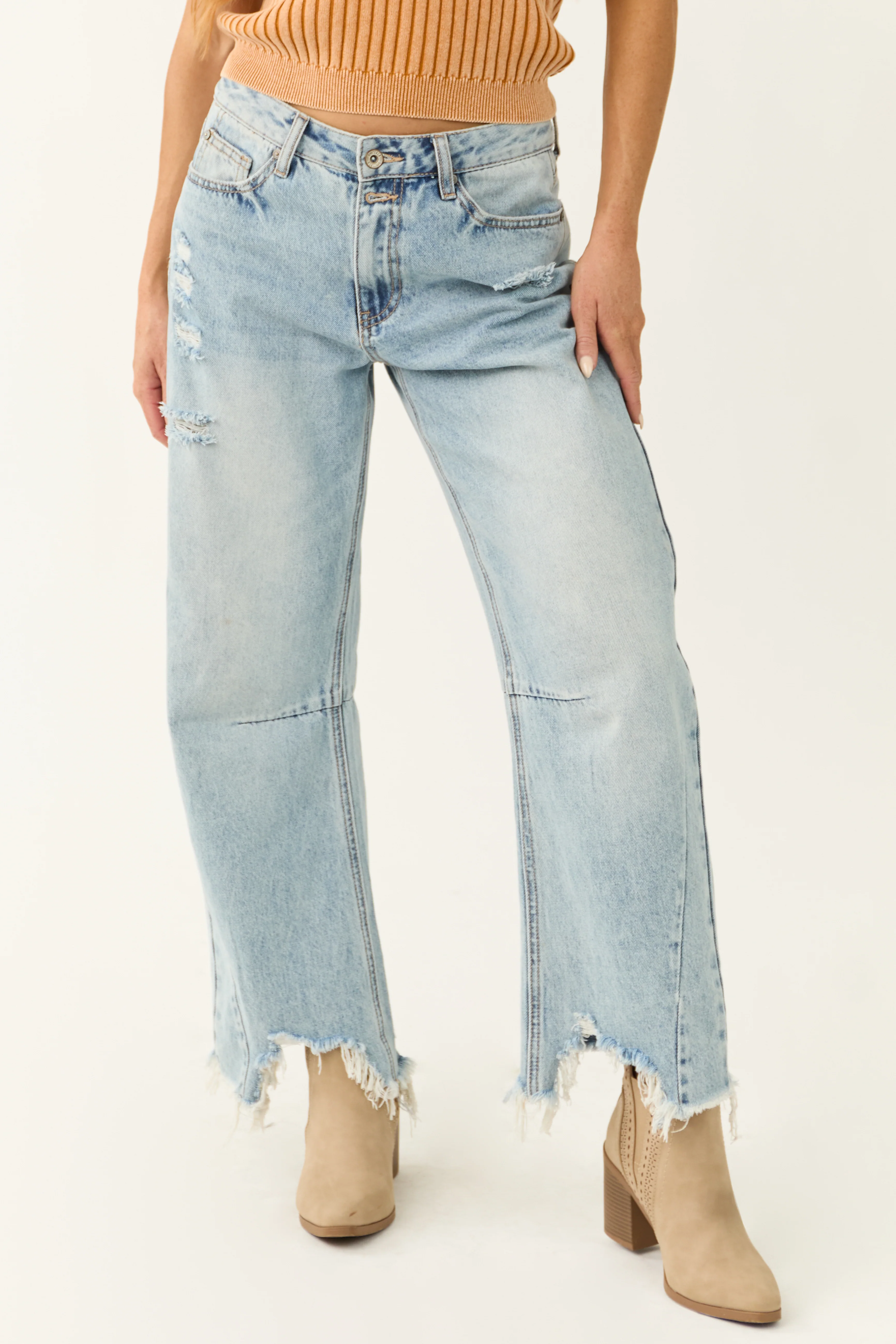 Special A Light Wash High Rise Barrel Jeans - LD SALE