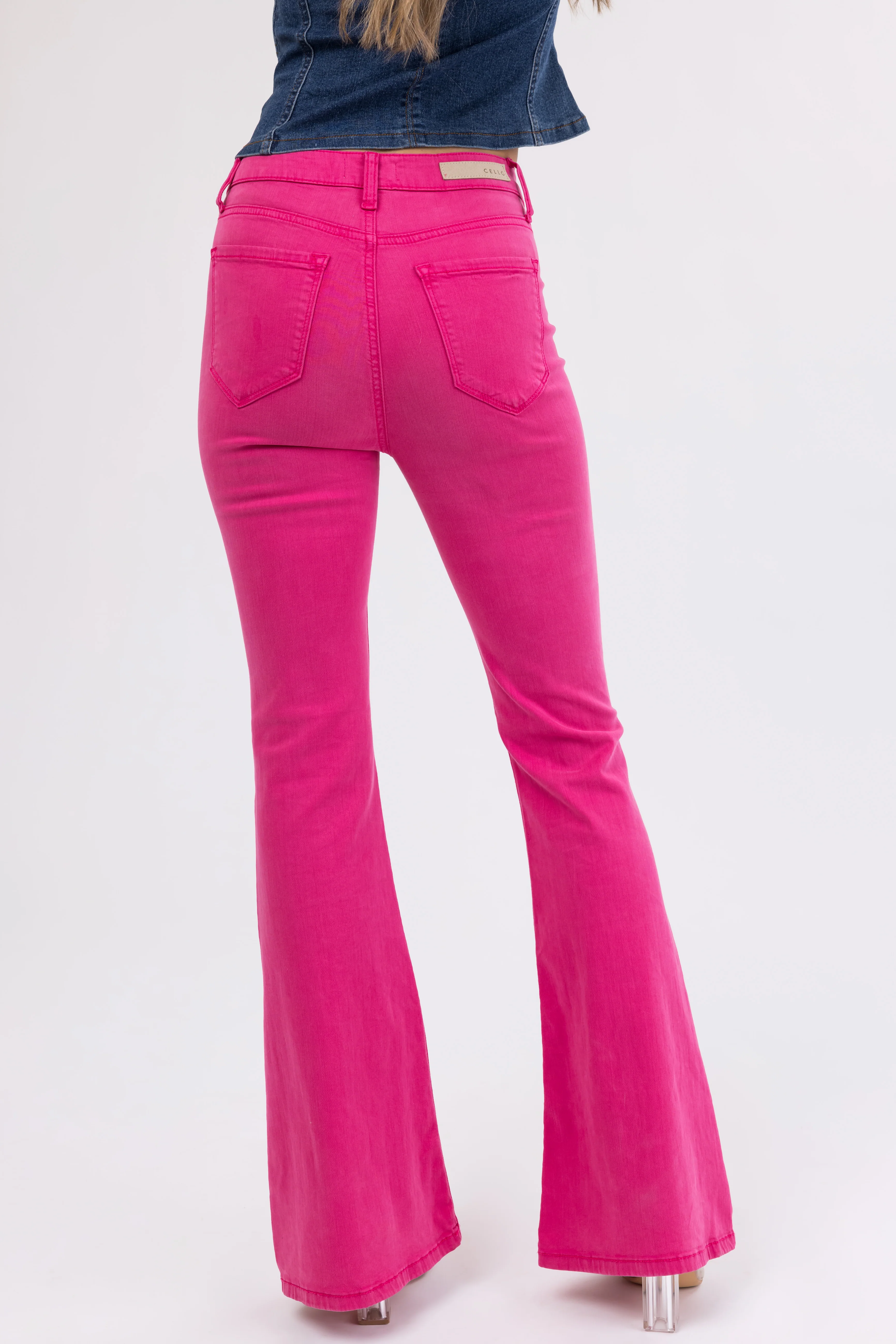 Cello Magenta High Rise Flare Leg Jeans - LD SALE