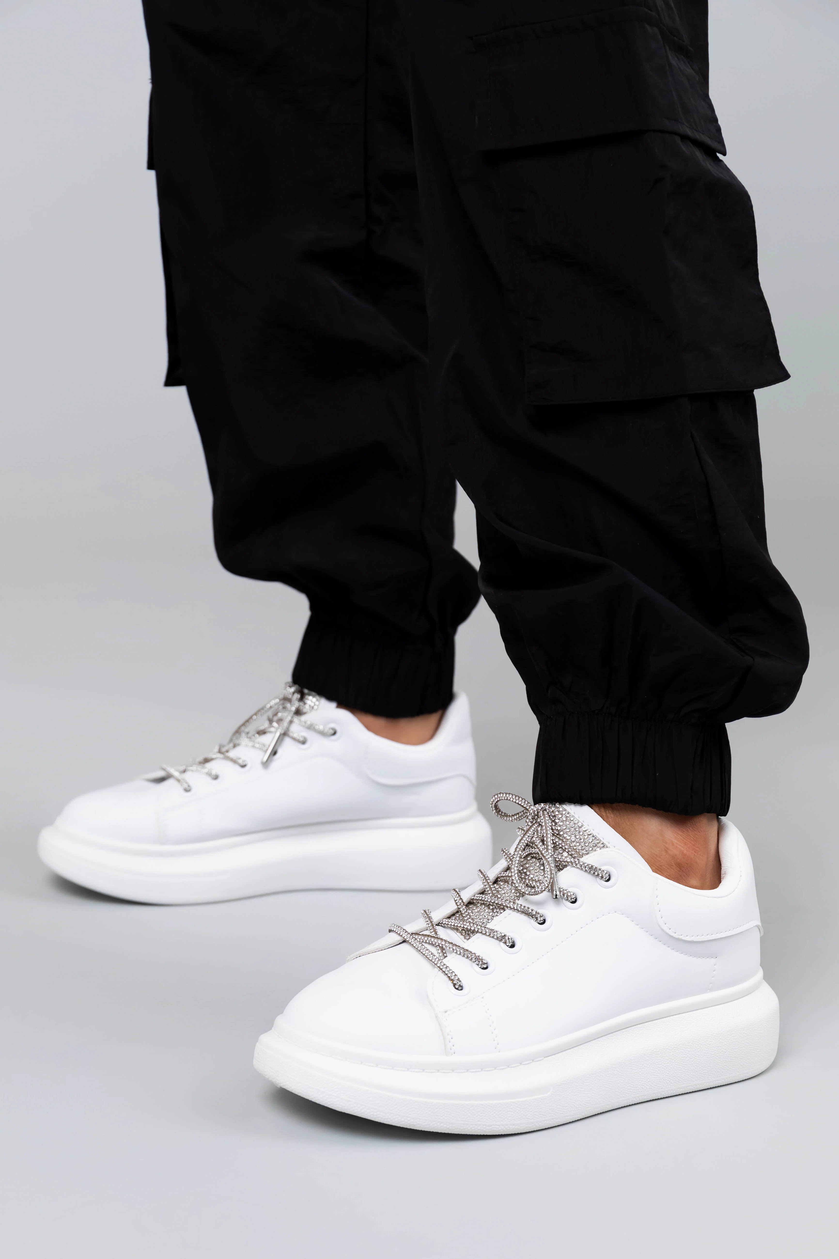 White Rhinestone Accented Tennis Shoes - LD SALE