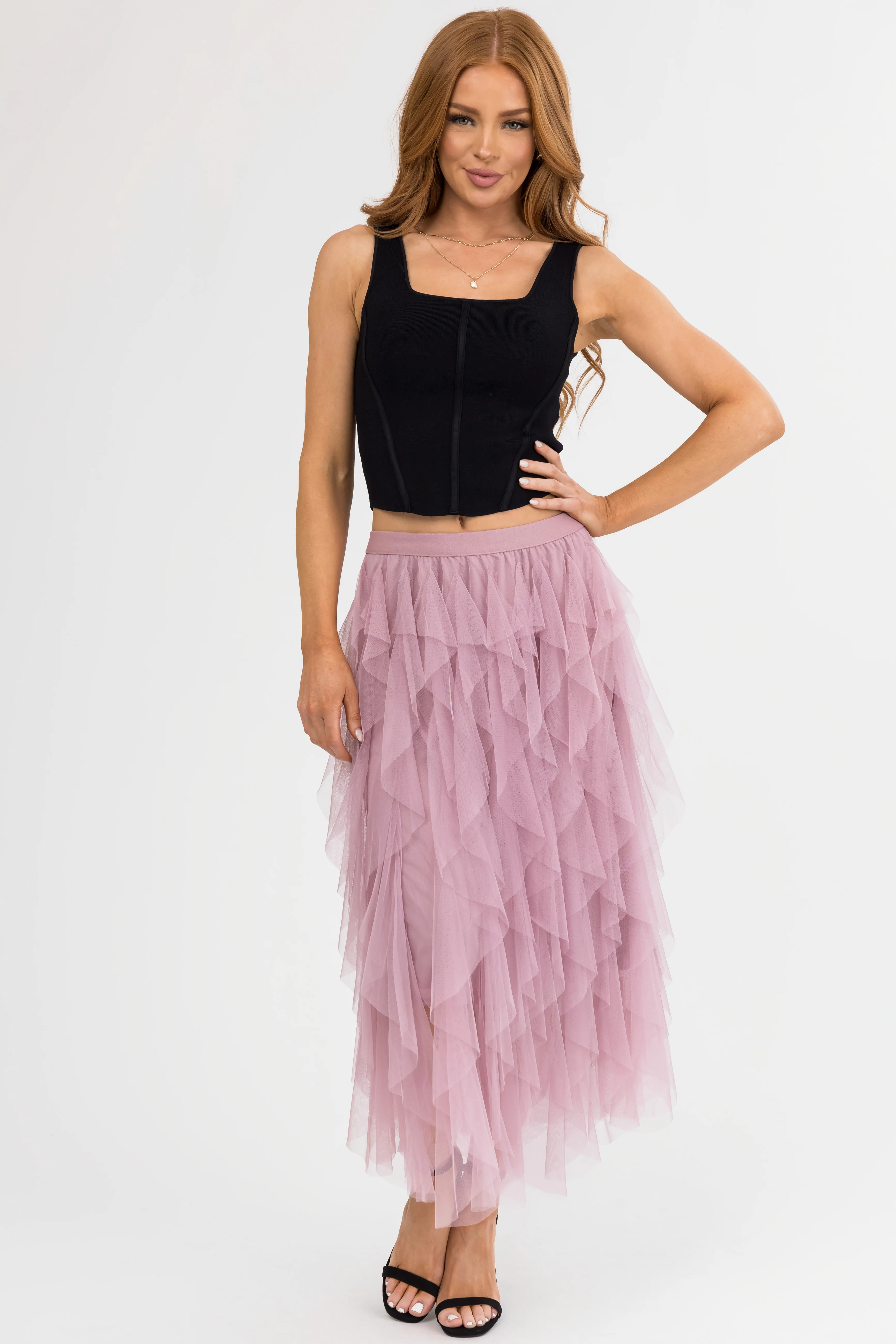 Black Square Neck Thick Sleeveless Crop Top - LD SALE