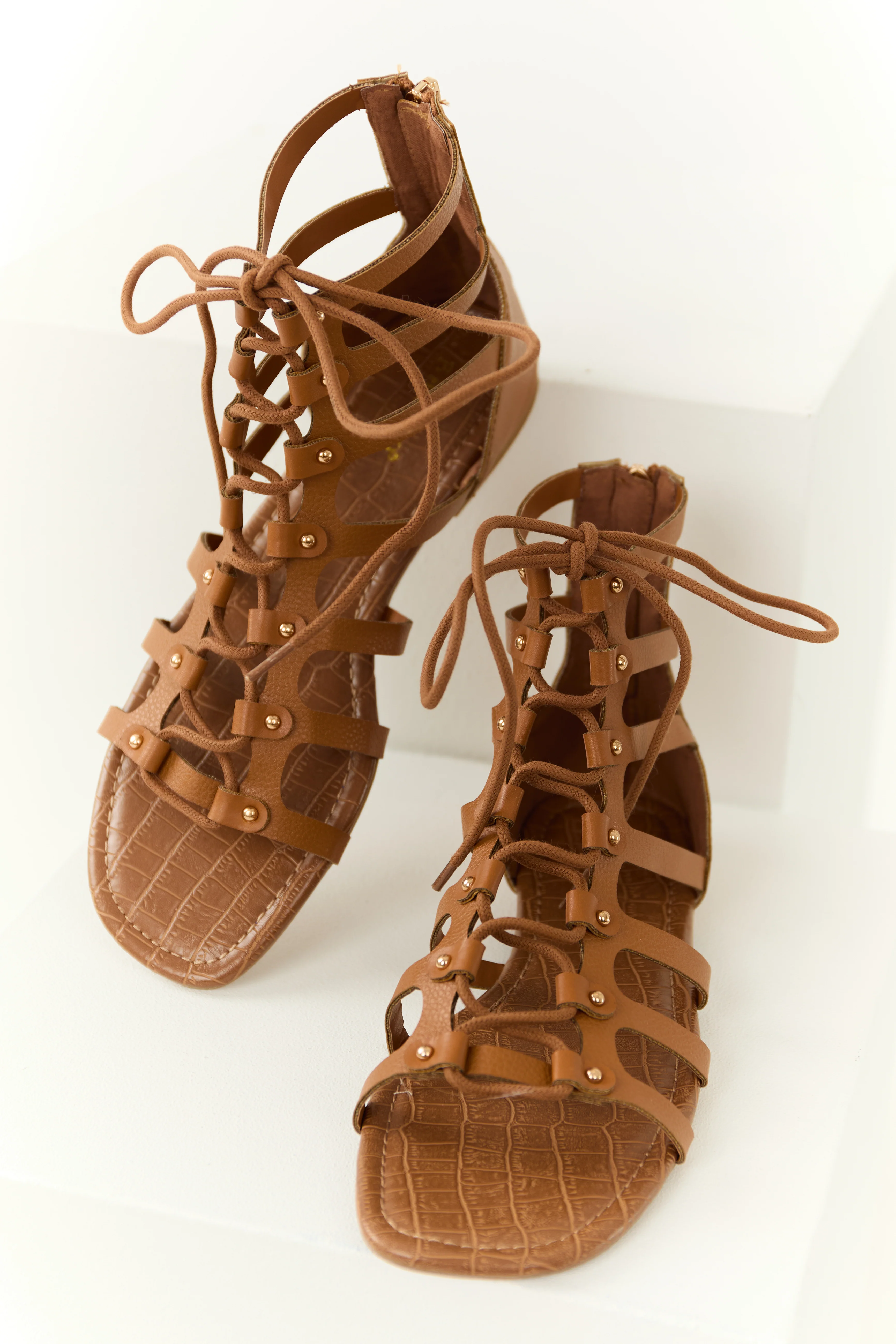 Copper Lace Up Open Toed Gladiator Sandals - LD SALE