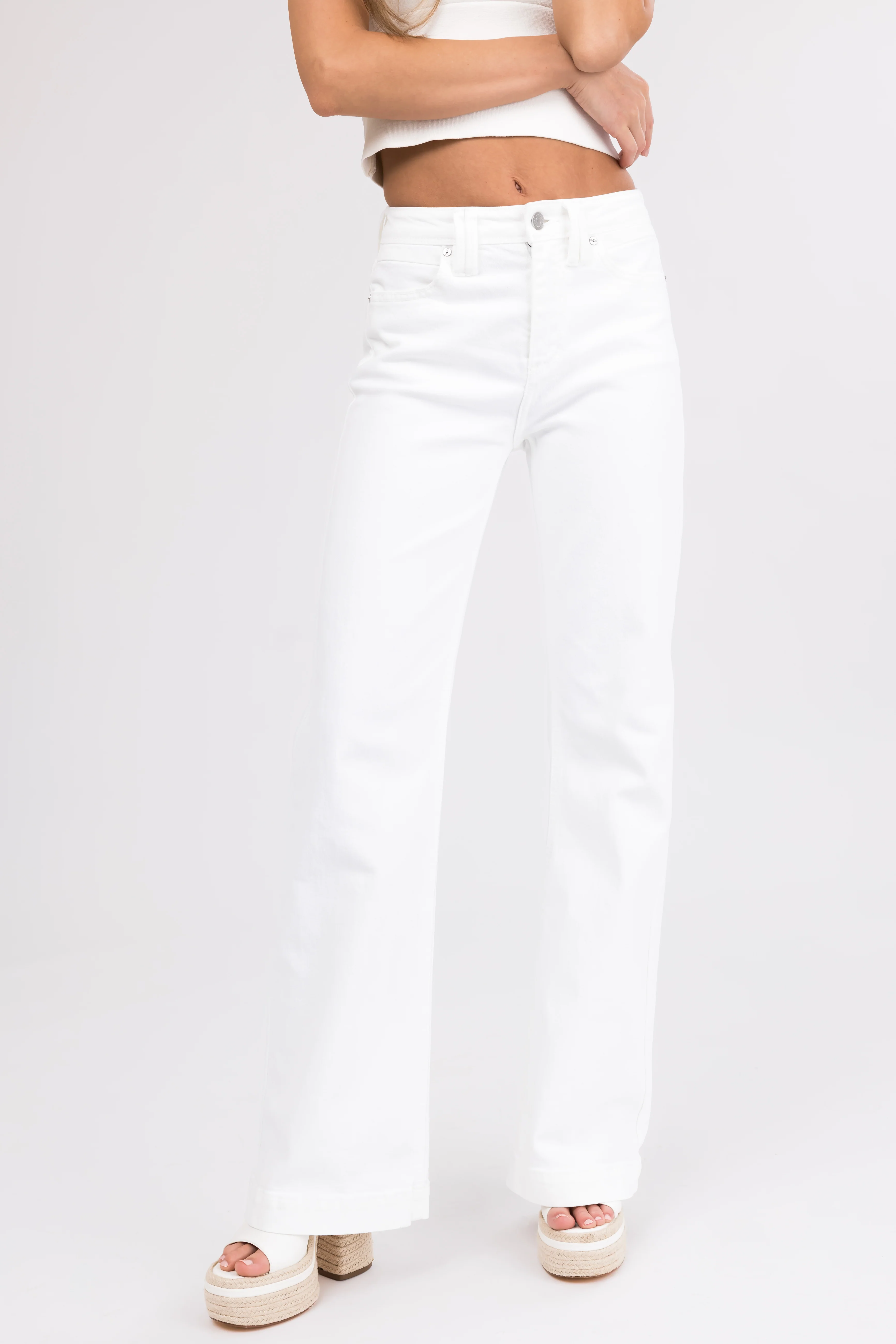 KanCan Ivory High Rise Wide Relaxed Denim Jeans - LD SALE