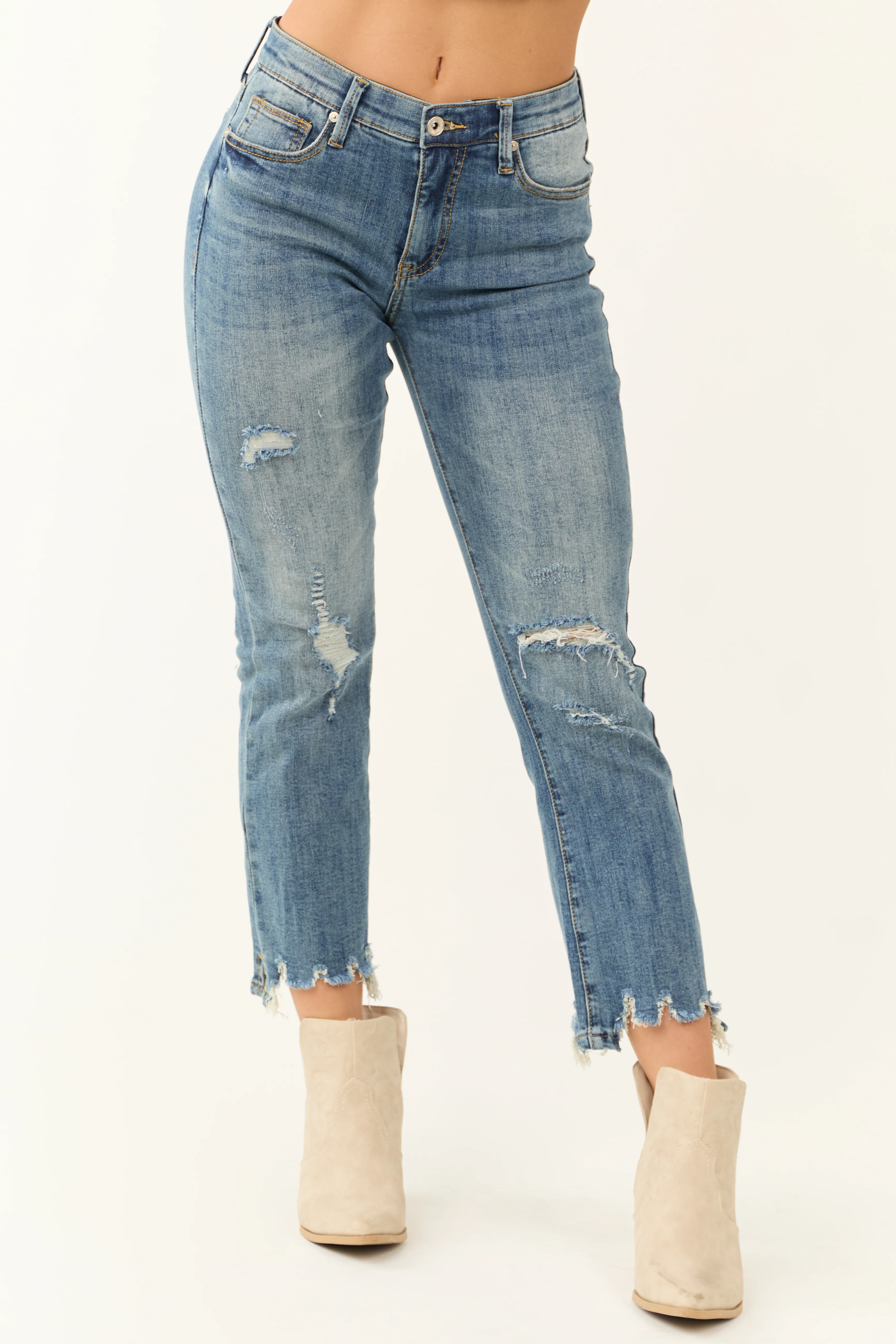 Special A Medium Wash Tummy Control Crop Jeans - LD SALE